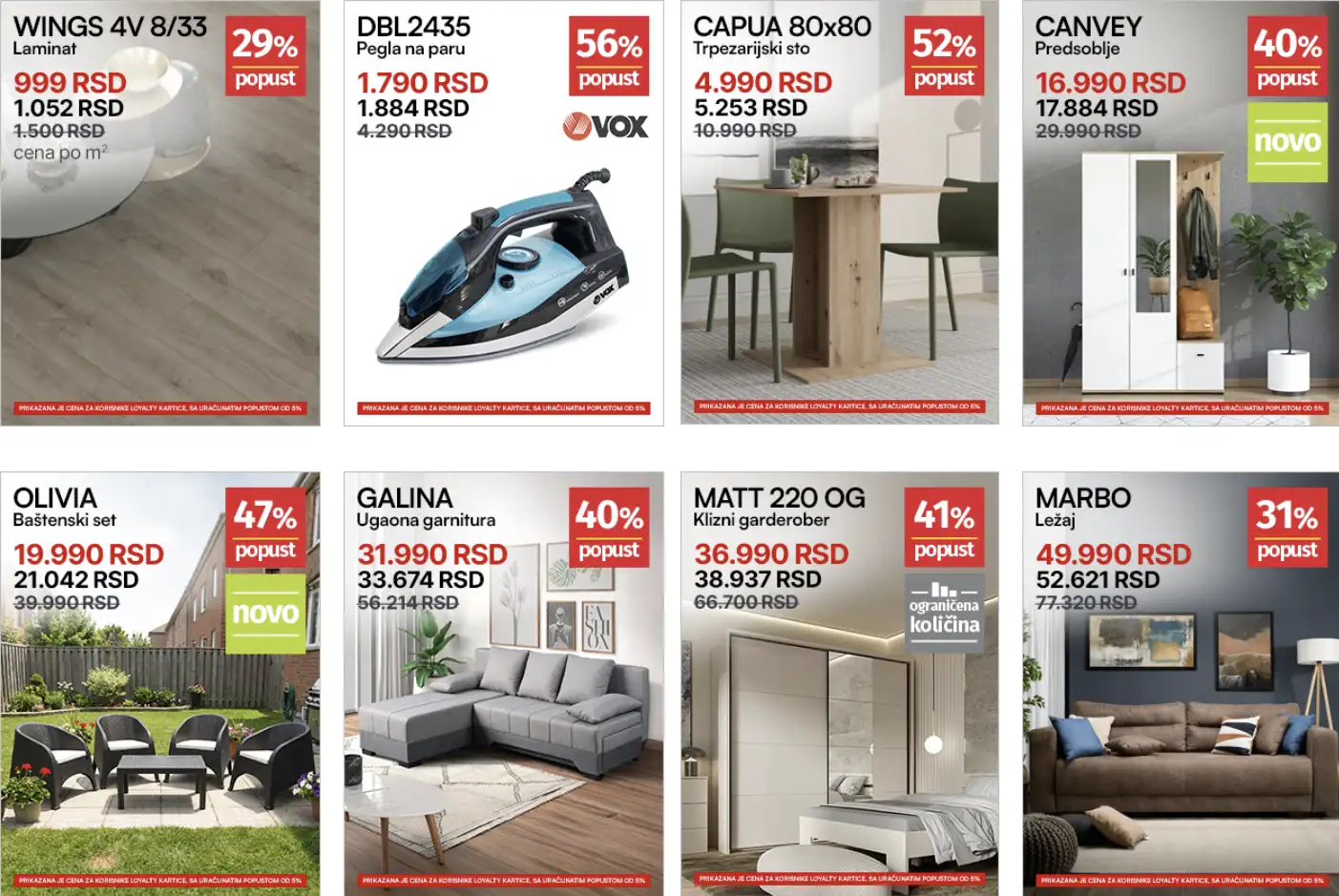 Forma Ideale katalog strana 2 – ugaone garniture, pegla i trpezarijski sto na sniženju do 02.05.2026