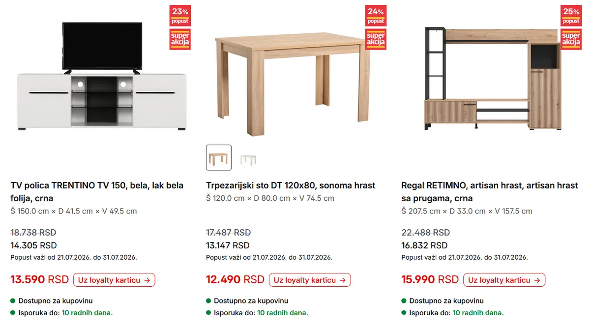 Forma Ideale katalog sa TV policama, stolovima i regalima po akcijskim cenama.