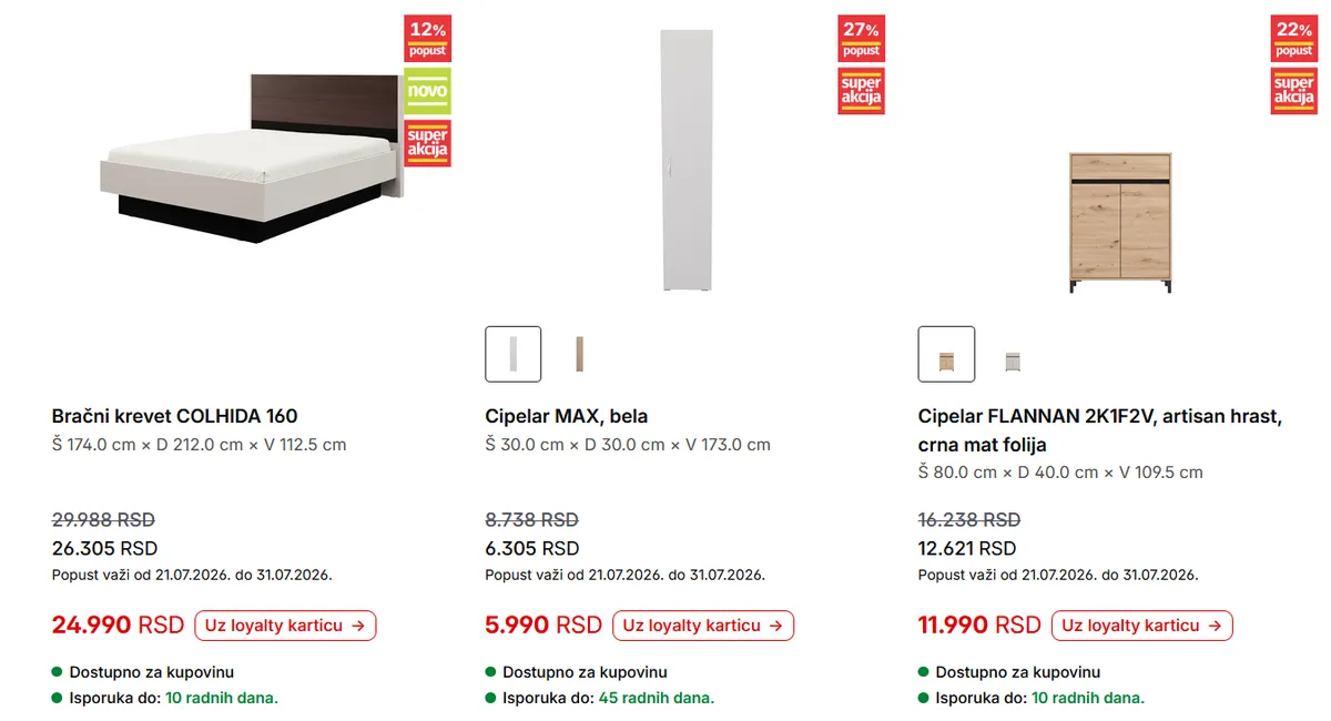 Forma Ideale katalog sa akcijskim trpezarijskim stolovima, stolicama i plakarima do 31.07.2026.