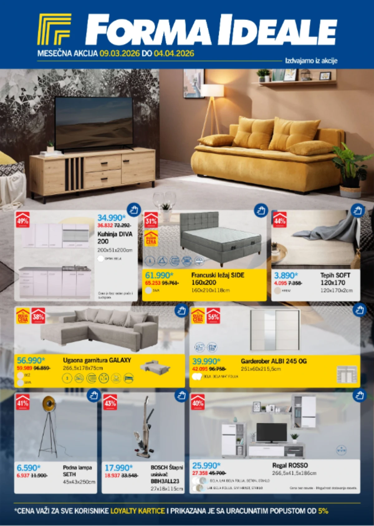 Forma Ideale katalog akcija nameštaja do 56%  – velika sniženja za opremanje doma do 4. aprila 2026.
