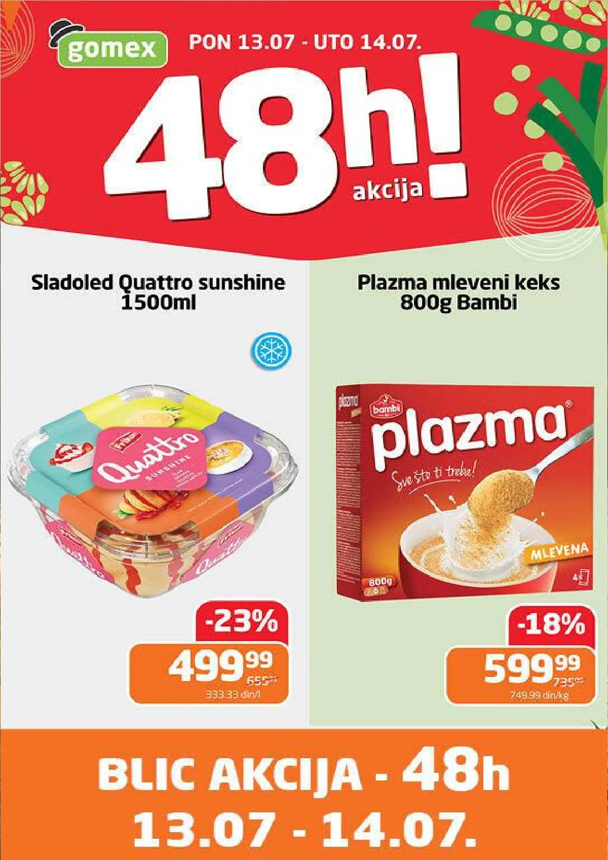 Gomex 48h akcija od 13. do 14.07.2026. donosi dvodnevne popuste do 23% na veliki broj proizvoda