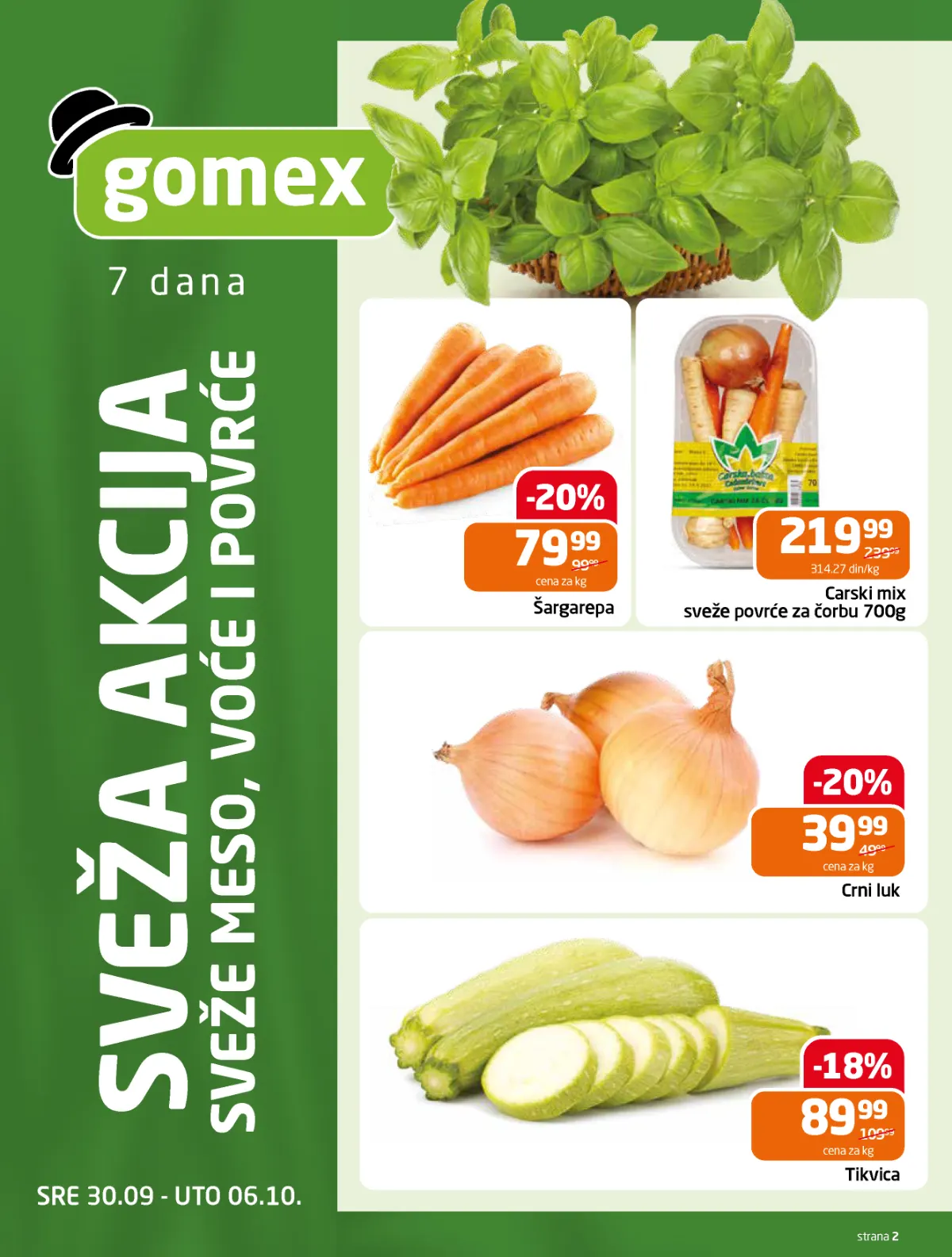 GOMEX katalog strana 2 – sveže povrće po akcijskim cenama