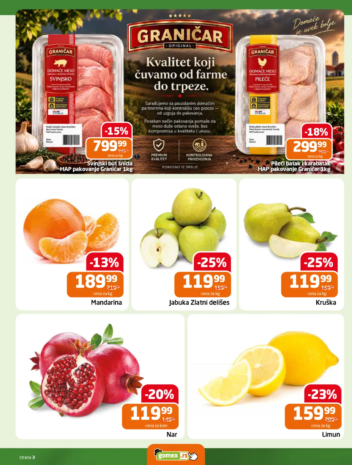 GOMEX katalog strana 3 – meso, voće i povrće