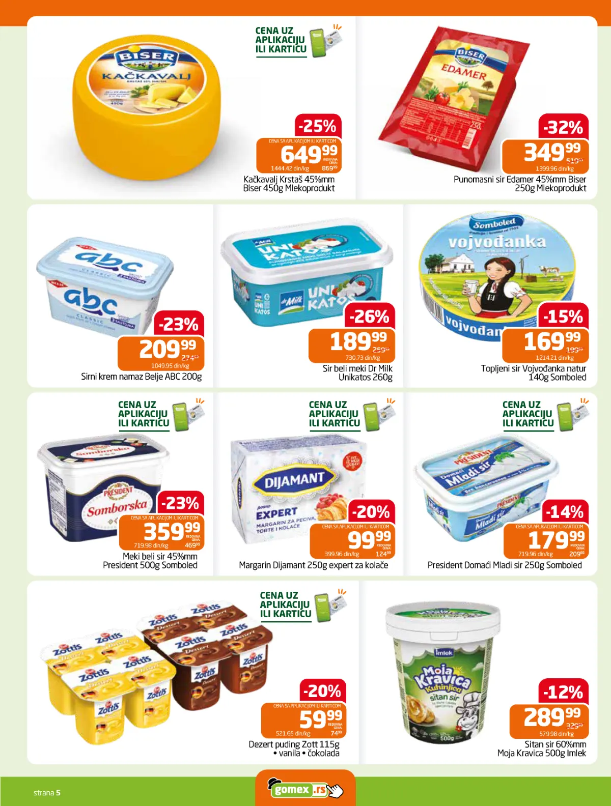 GOMEX katalog strana 5 – sirevi, namazi i mlečni proizvodi