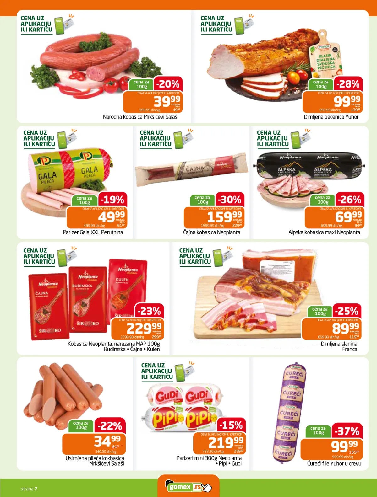 GOMEX katalog strana 7 – kobasice, slanina i suhomesnati proizvodi
