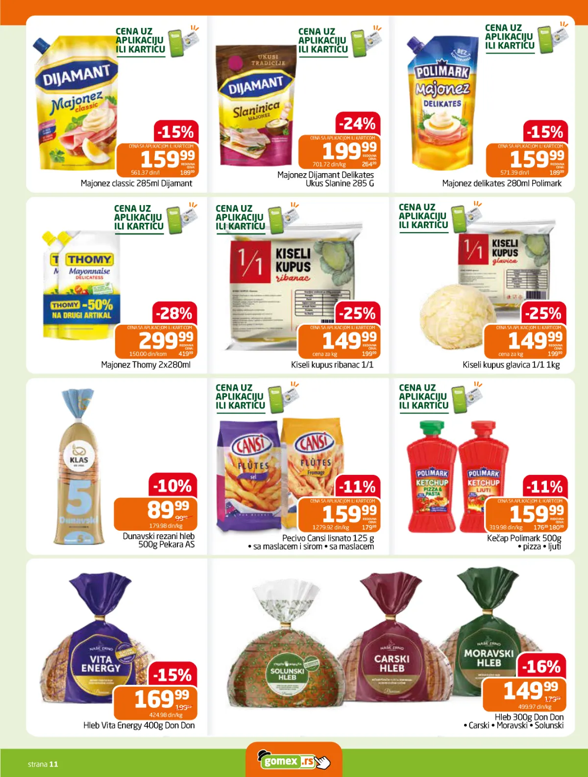 GOMEX katalog strana 11 – hleb, kiseli kupus, majonez i kečap