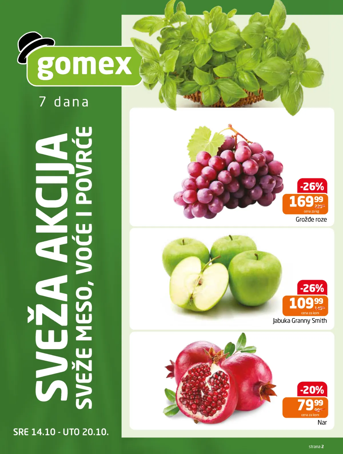 GOMEX sveža akcija – roze grožđe, jabuka Granny Smith i nar