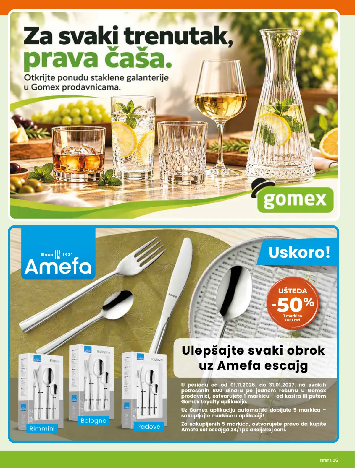 GOMEX Amefa escajg – najava sakupljanja markica od 1.11.2026. do 31.1.2027.