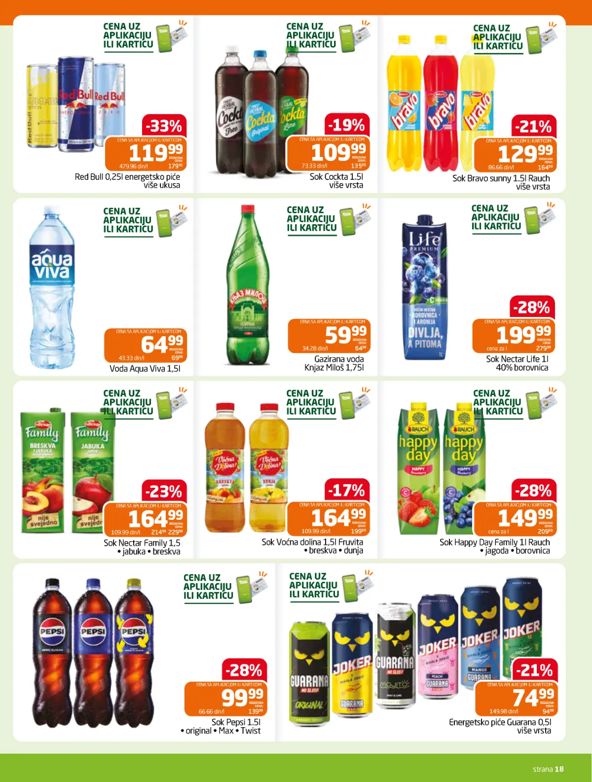 GOMEX ponuda sokova Nectar, Fruvita i Rauch, pića Pepsi i Guarana