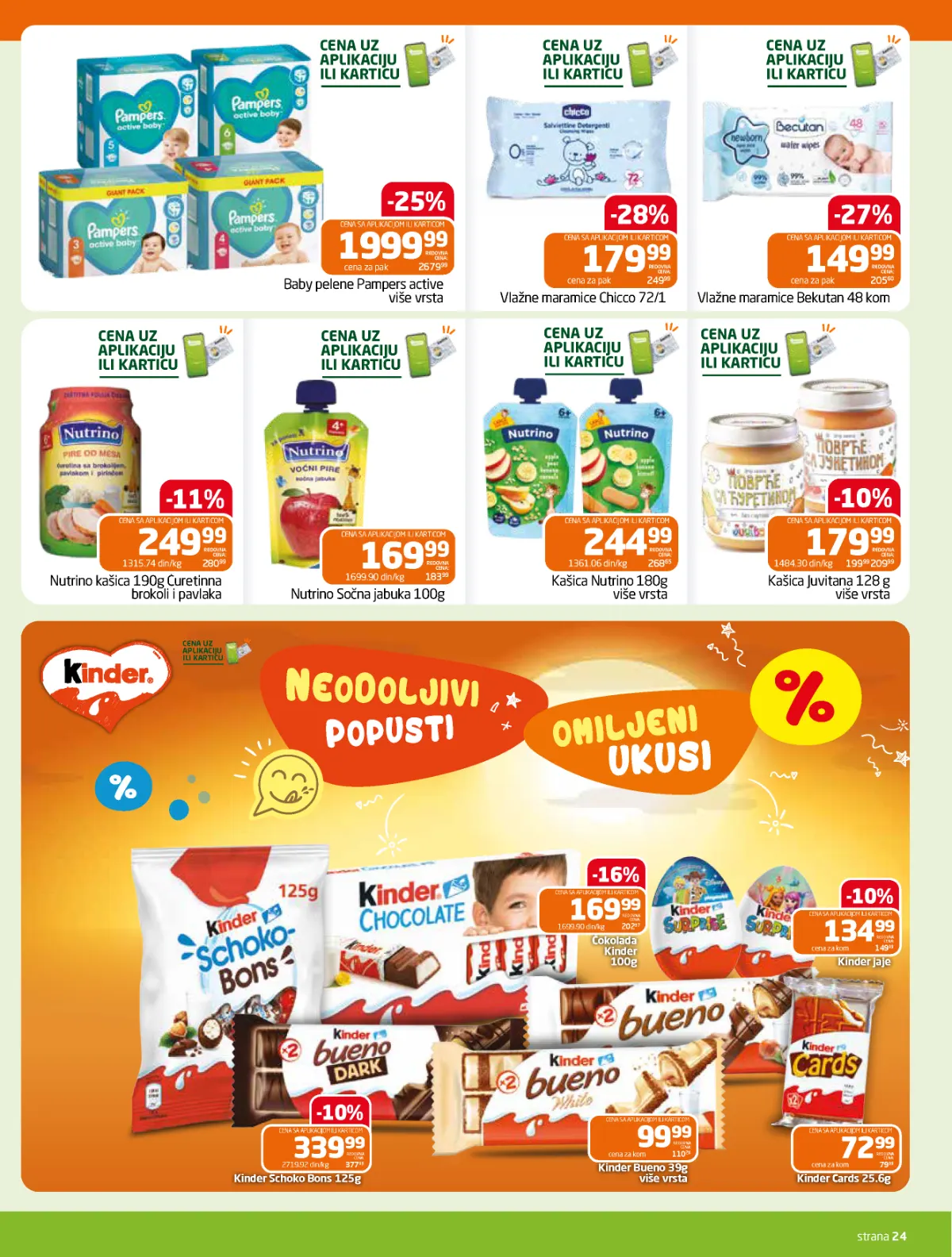 GOMEX ponuda Kinder čokolade, jaja, Buena, Schoko Bonsa i Cards keksa
