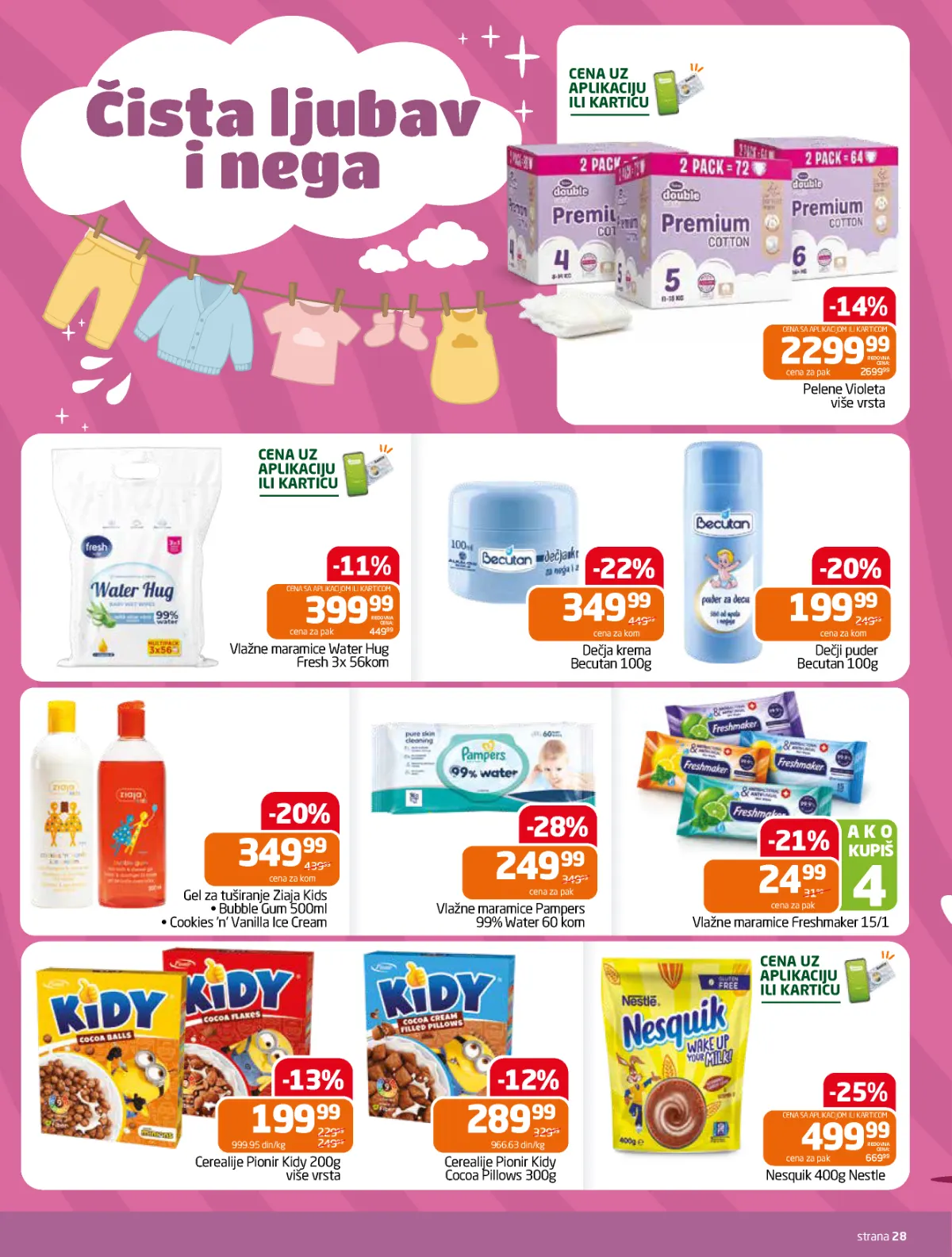 GOMEX ponuda vlažnih maramica Pampers i Freshmaker, cerealija Kidy i Nesquika