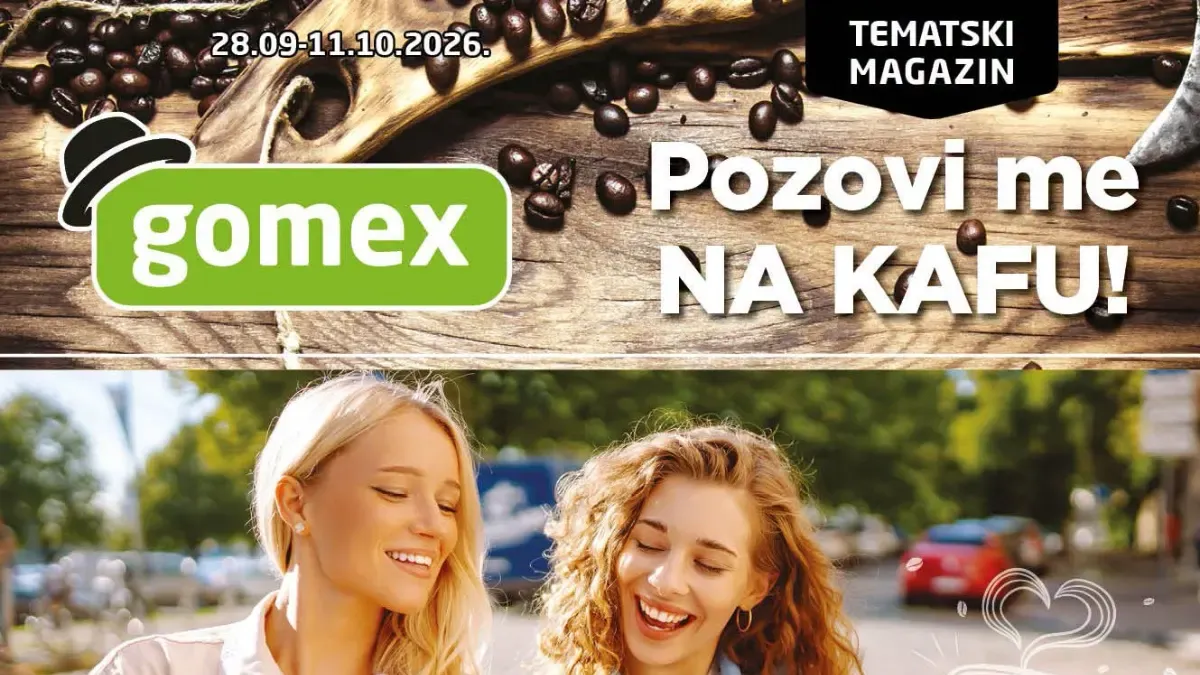 GOMEX tematski magazin Pozovi me na kafu od 28.09. do 11.10.2026. – Jacobs, Nescafe, Kimbo i druge kafe na akciji uz popuste i poklone