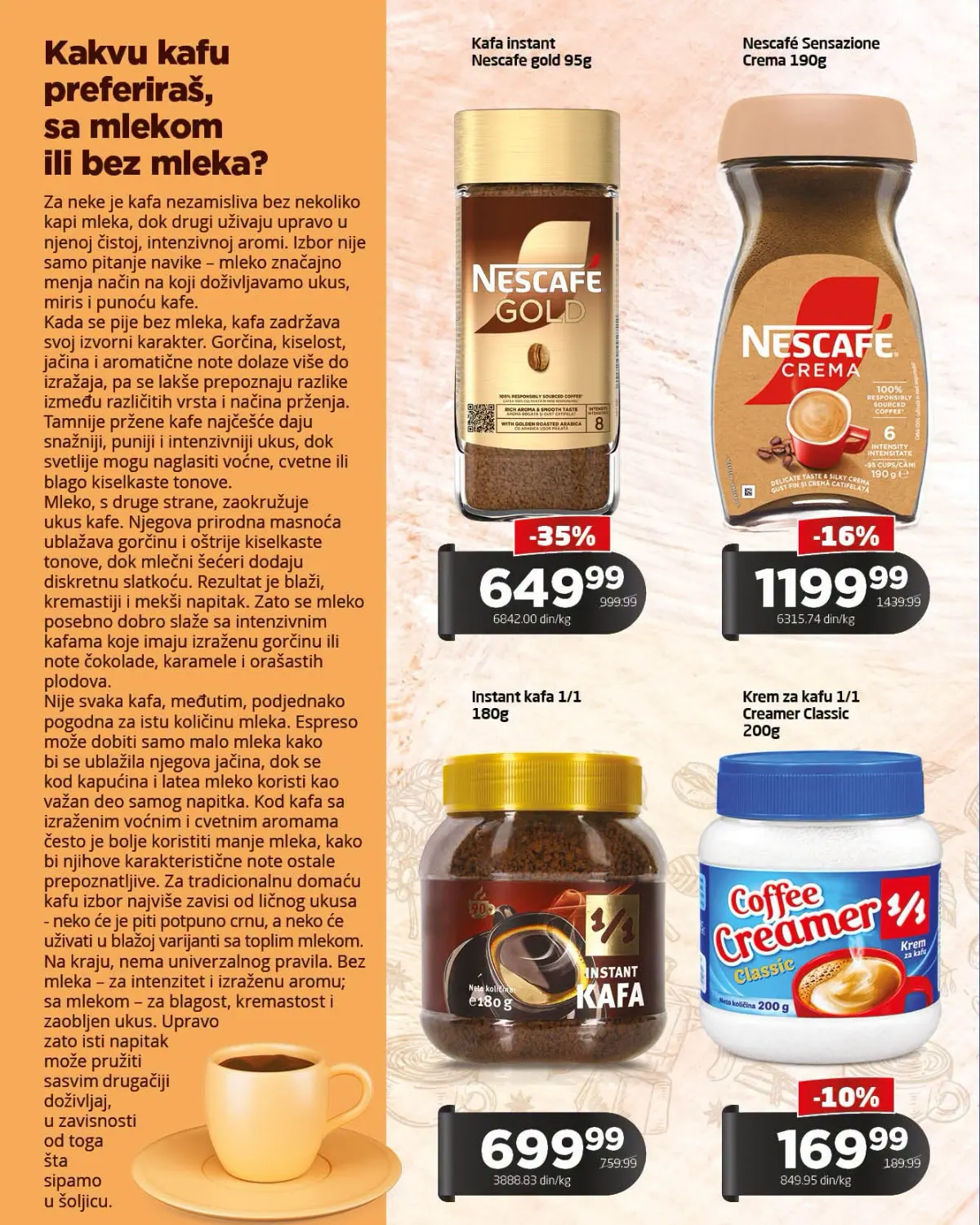 GOMEX kafa akcija – Nescafe Gold, Sensazione Crema, instant kafa i Coffee Creamer