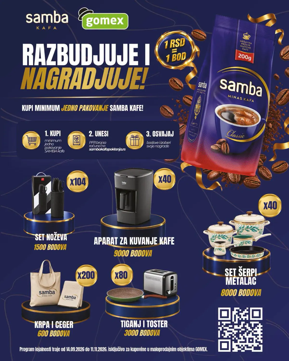 GOMEX Samba kafa program lojalnosti – kupovina kafe donosi bodove i nagrade