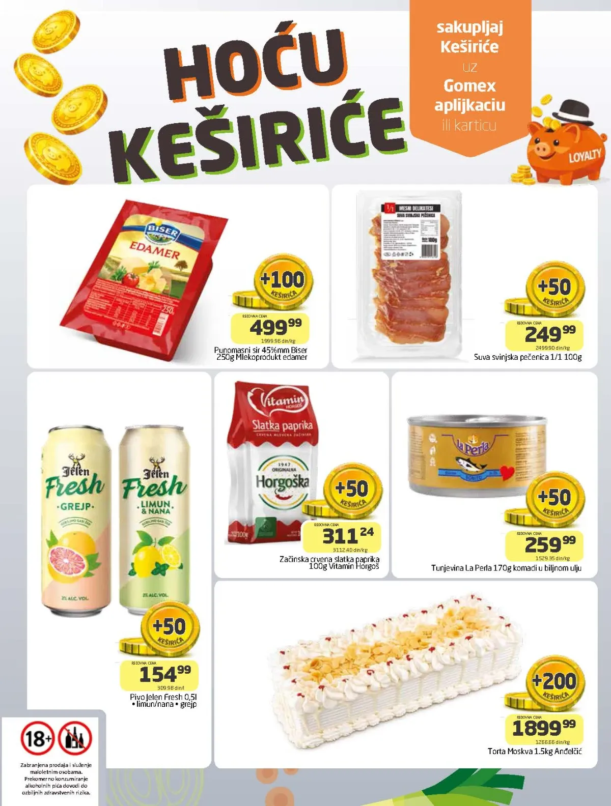 Gomex katalog strana 19 – proizvodi uz dodatne Keširiće za korisnike Gomex aplikacije i kartice