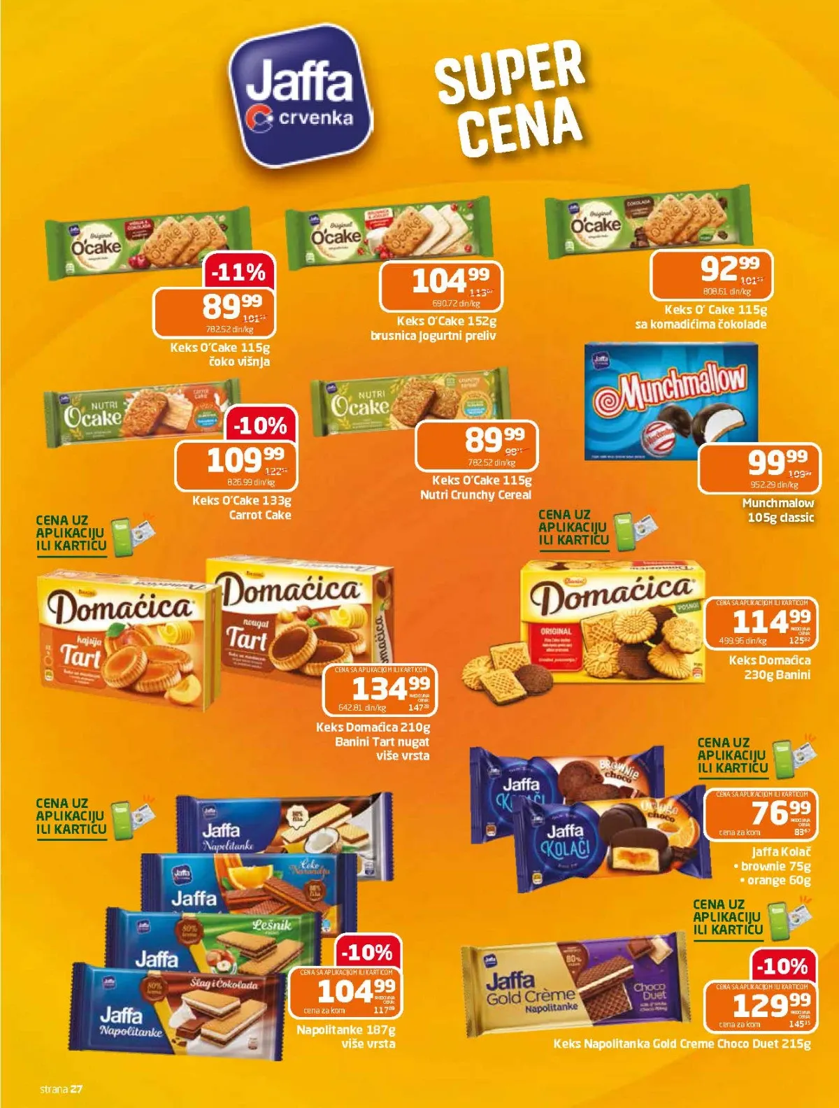 Gomex katalog strana 27 – Domaćica, O'Cake, Munchmallow, Jaffa kolači i napolitanke