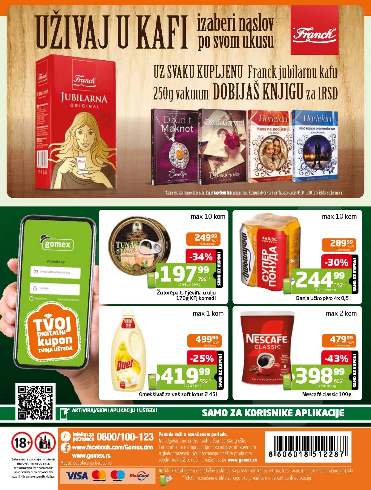 Gomex katalog strana 28 – Nescafé, Banjalučko pivo, tunjevina i omekšivač po akcijskim cenama