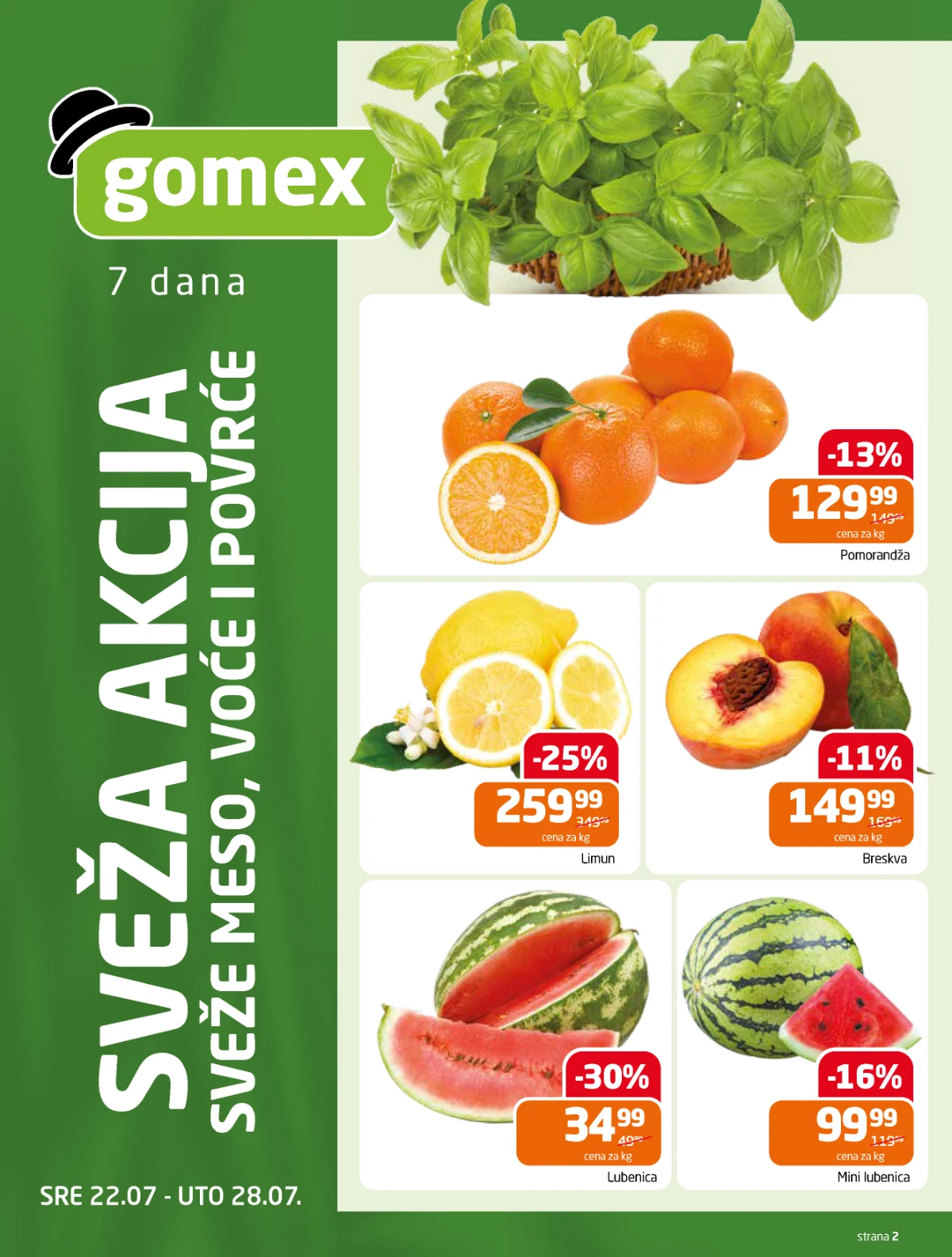Gomex akcija – sveže voće i povrće po sniženim cenama do 28.07.2026.