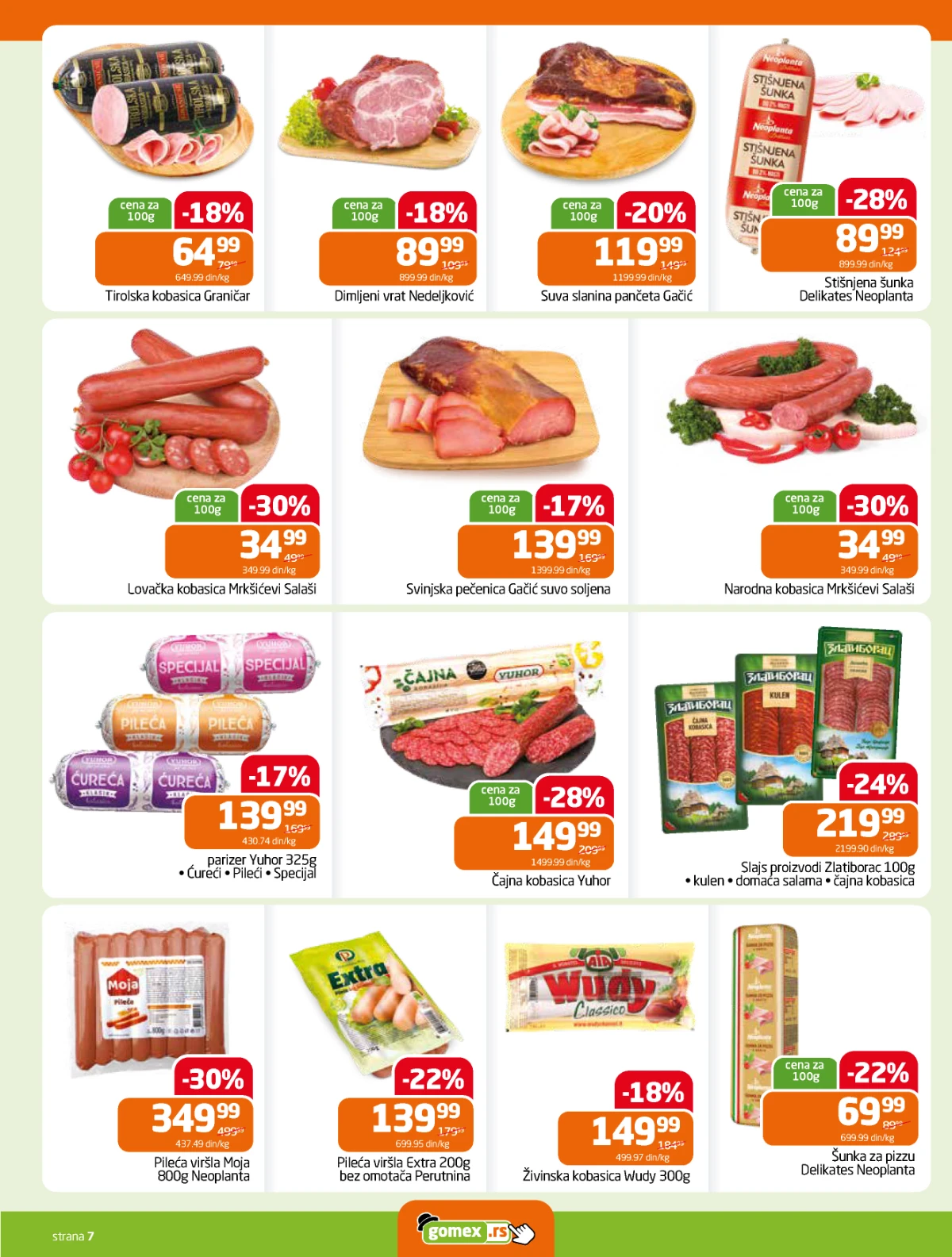 Gomex katalog – kobasice, šunke i mesne prerađevine po akcijskim cenama.