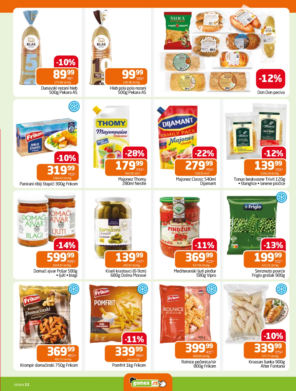 Gomex katalog – hleb, peciva, ajvar, majonez i zamrznuti proizvodi na akciji.
