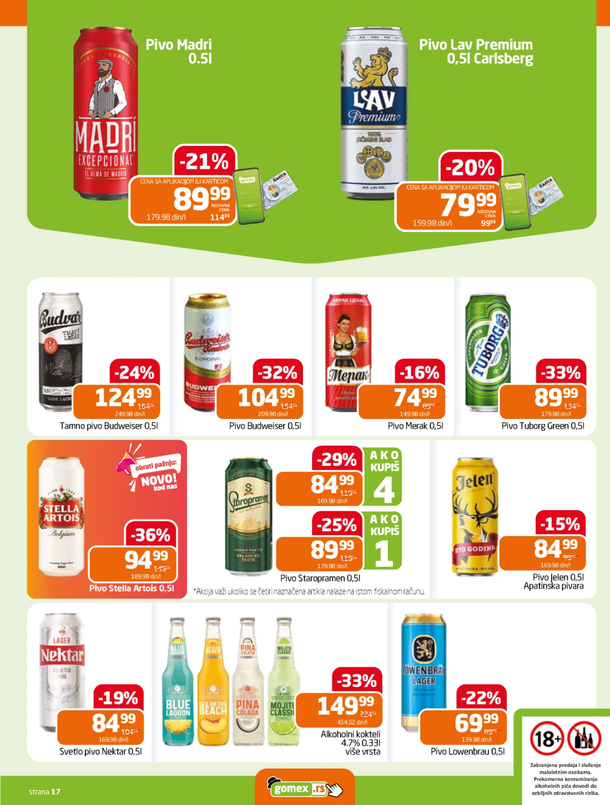 Gomex katalog – pivo, vino i žestoka pića po akcijskim cenama.