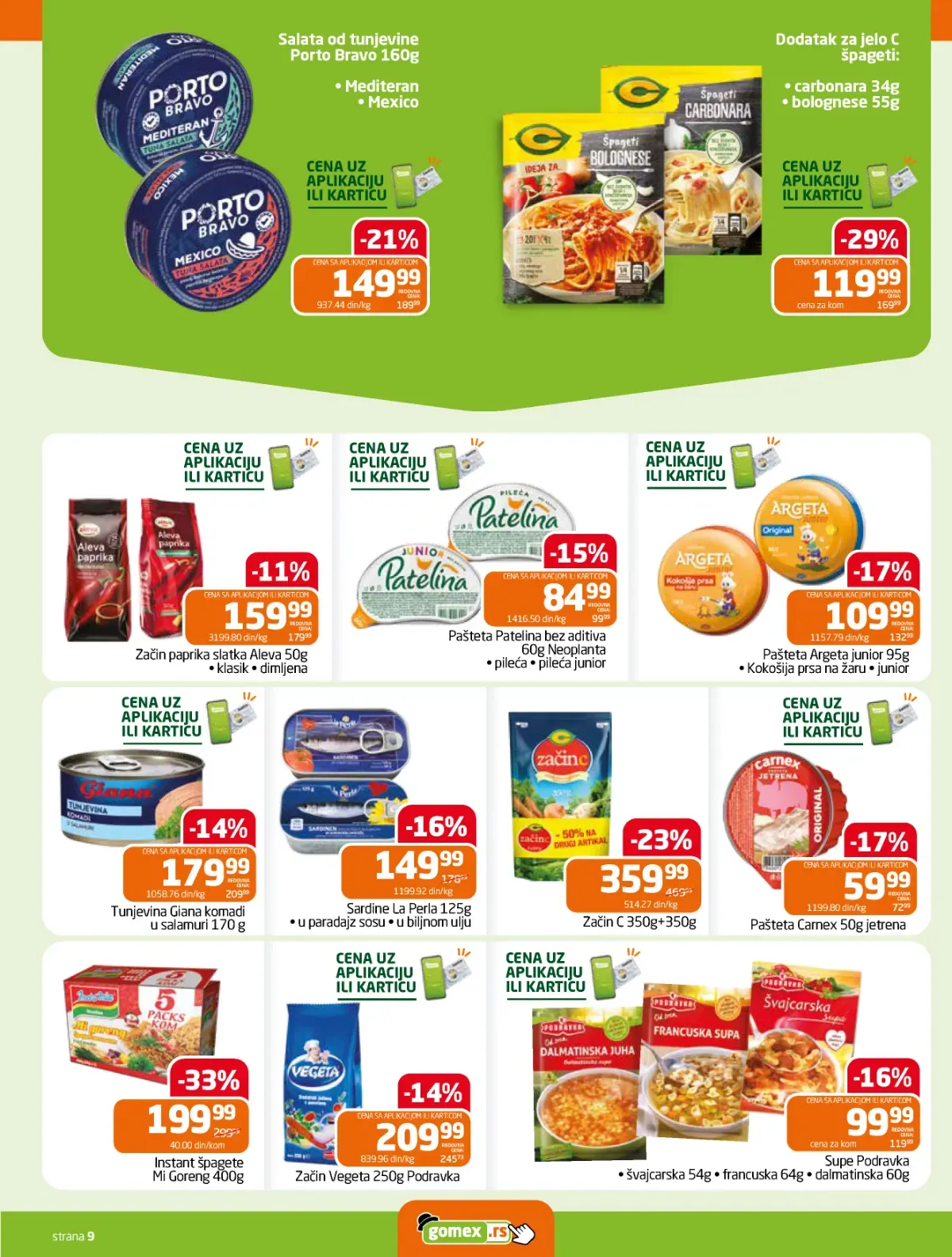 GOMEX katalog strana 9 – Mi Goreng instant rezanci i dodatak za špagete C na akciji