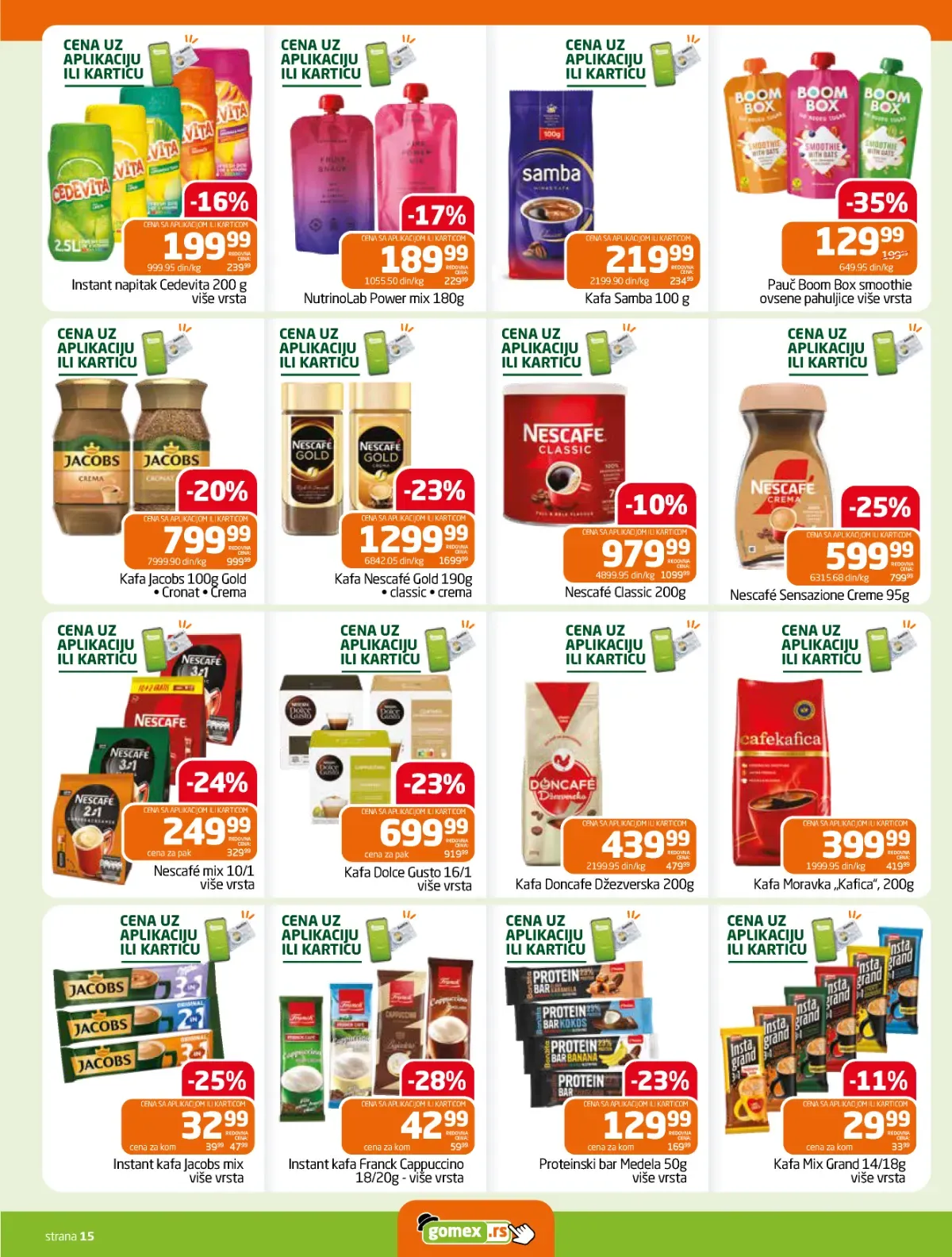 GOMEX katalog strana 15 – Boom Box smoothie i Nescafé Gold po sniženim cijenama