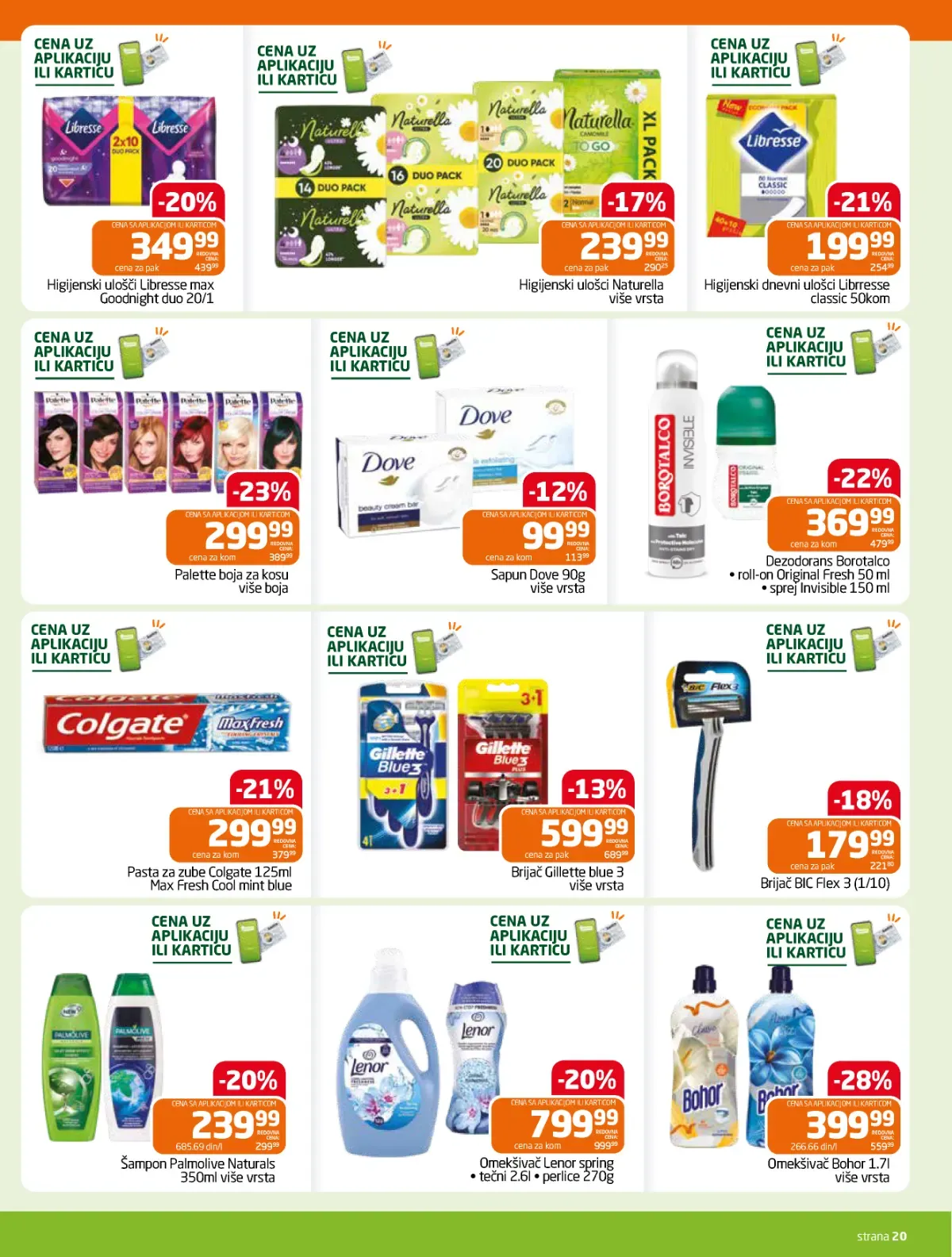 GOMEX katalog strana 20 – Bohor omekšivač i Palette boje za kosu na akciji