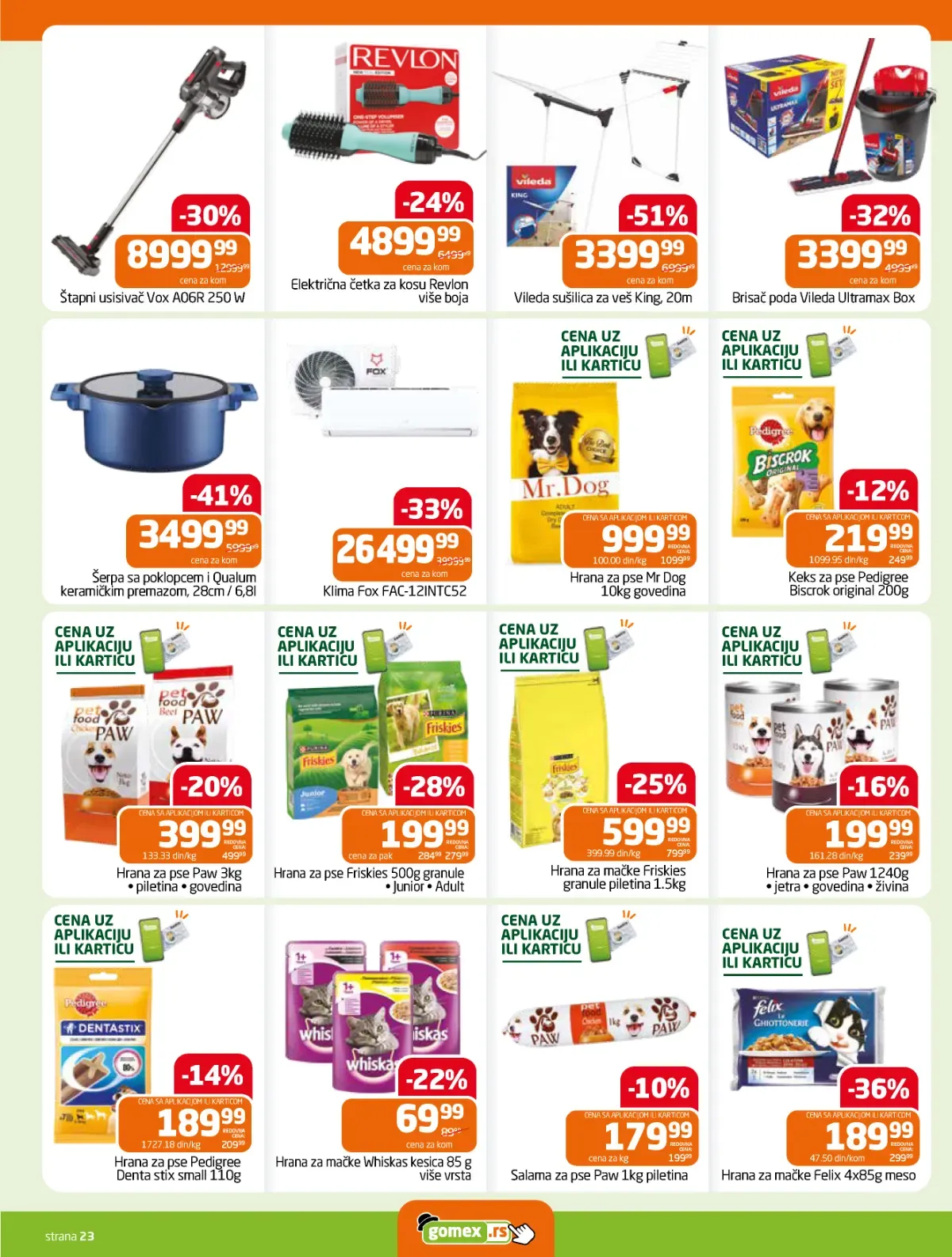 GOMEX katalog strana 23 – Vileda sušilica za veš i šerpa sa keramičkim premazom na akciji