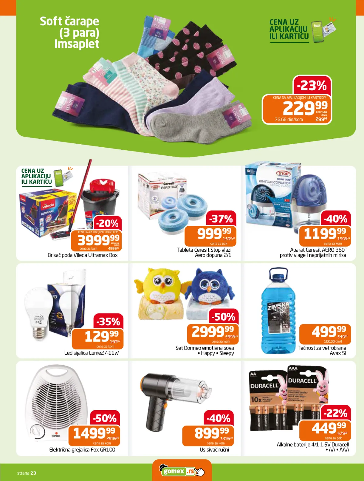 GOMEX katalog strana 23 – Vileda, Dormeo, Ceresit i proizvodi za domaćinstvo na akciji