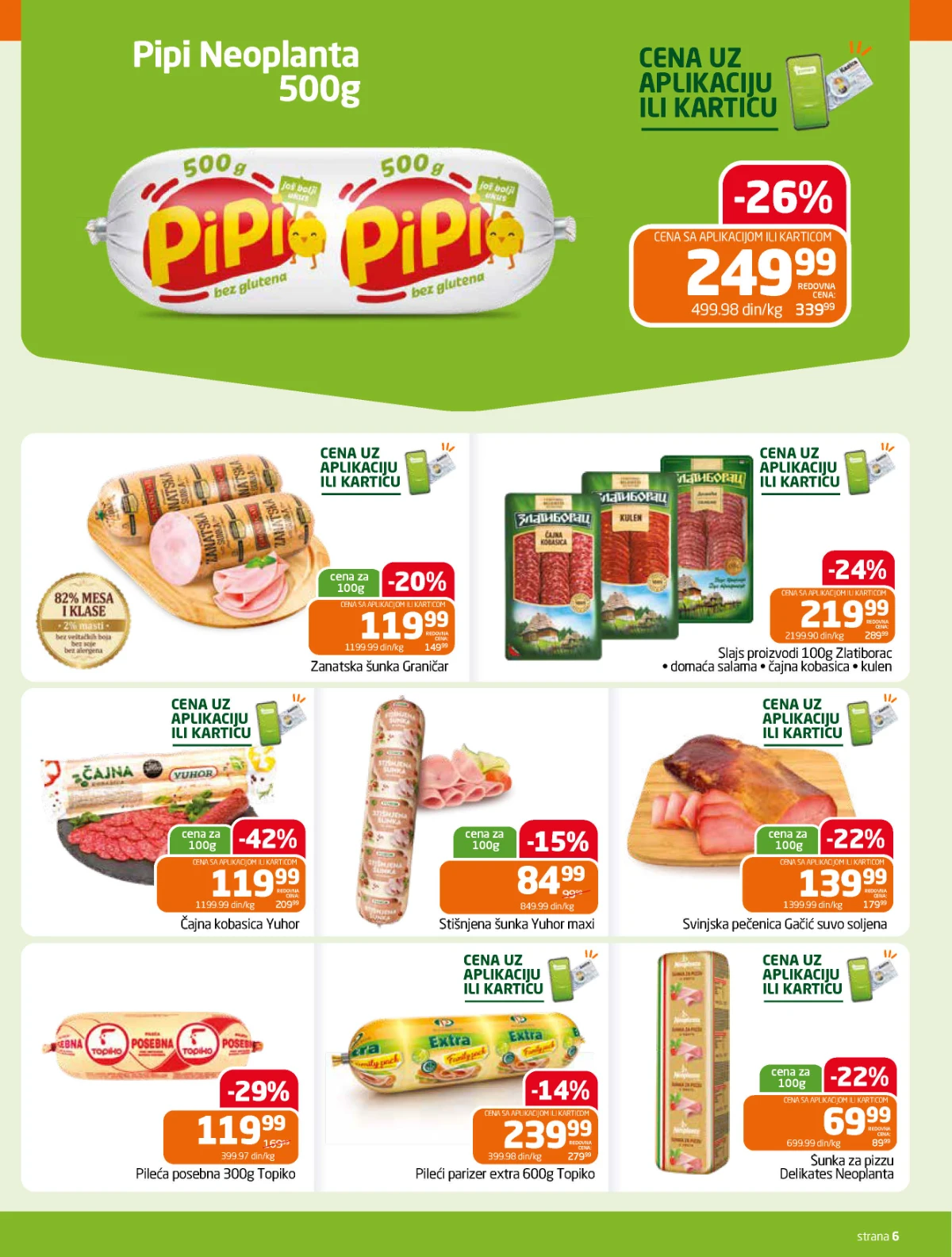 Gomex katalog strana 6 – čajna kobasica, šunka, pečenica, parizer i drugi mesni proizvodi