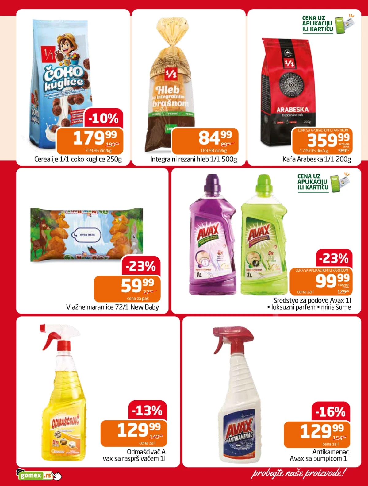 Gomex katalog strana 25 – Avax sredstva za čišćenje, kafa, cerealije, hleb i vlažne maramice