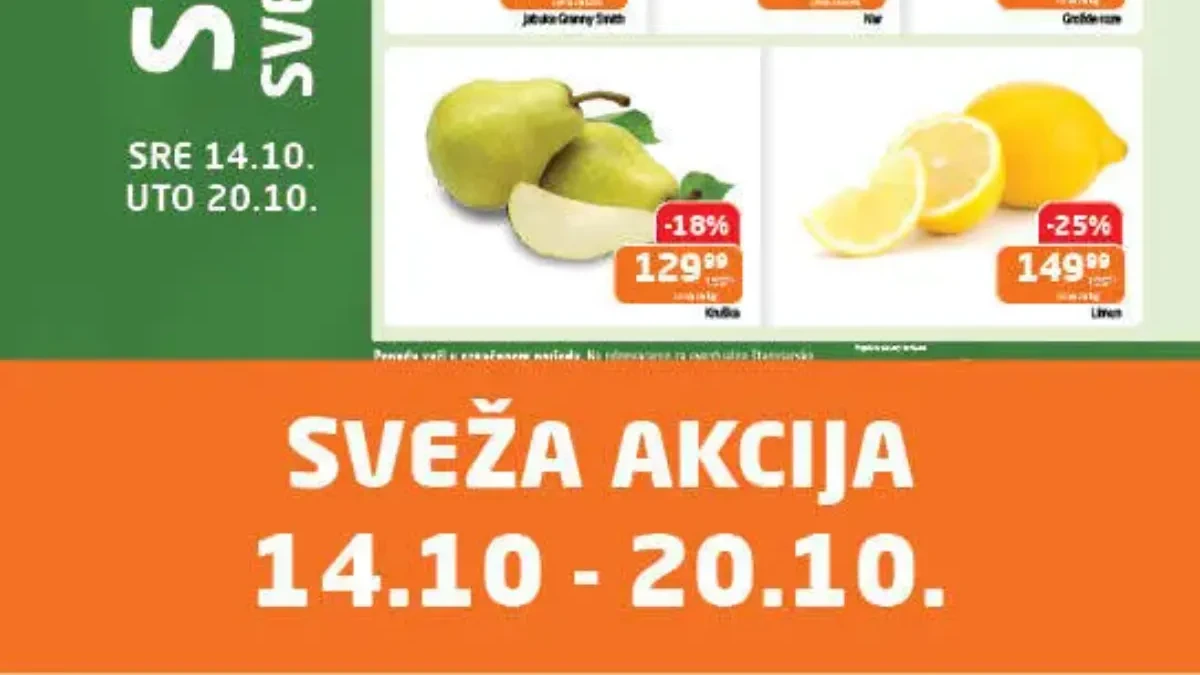 GOMEX Sveža akcija od 14. do 20.10.2026. – ponuda voća i povrća po sniženim cenama