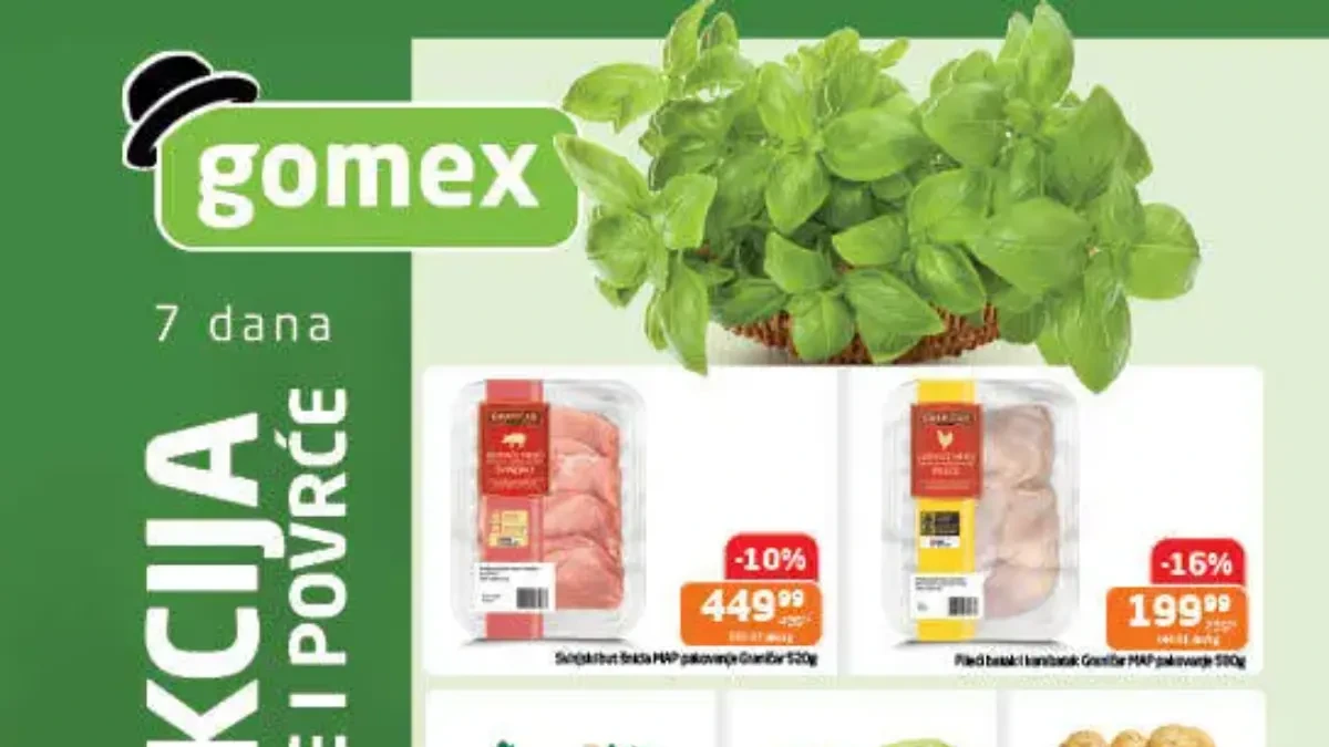 GOMEX Sveža akcija od 28. oktobra do 3. novembra 2026. – meso, voće i povrće po akcijskim cenama, popusti do 26%