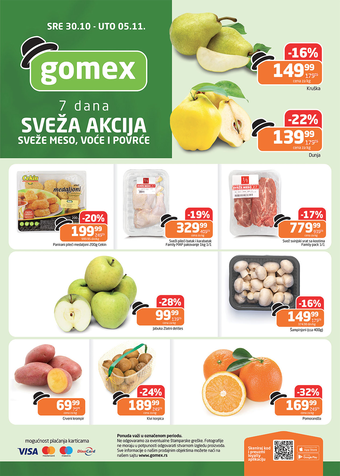 Gomex Sveža akcija, meso, voće i povrće. Super cene