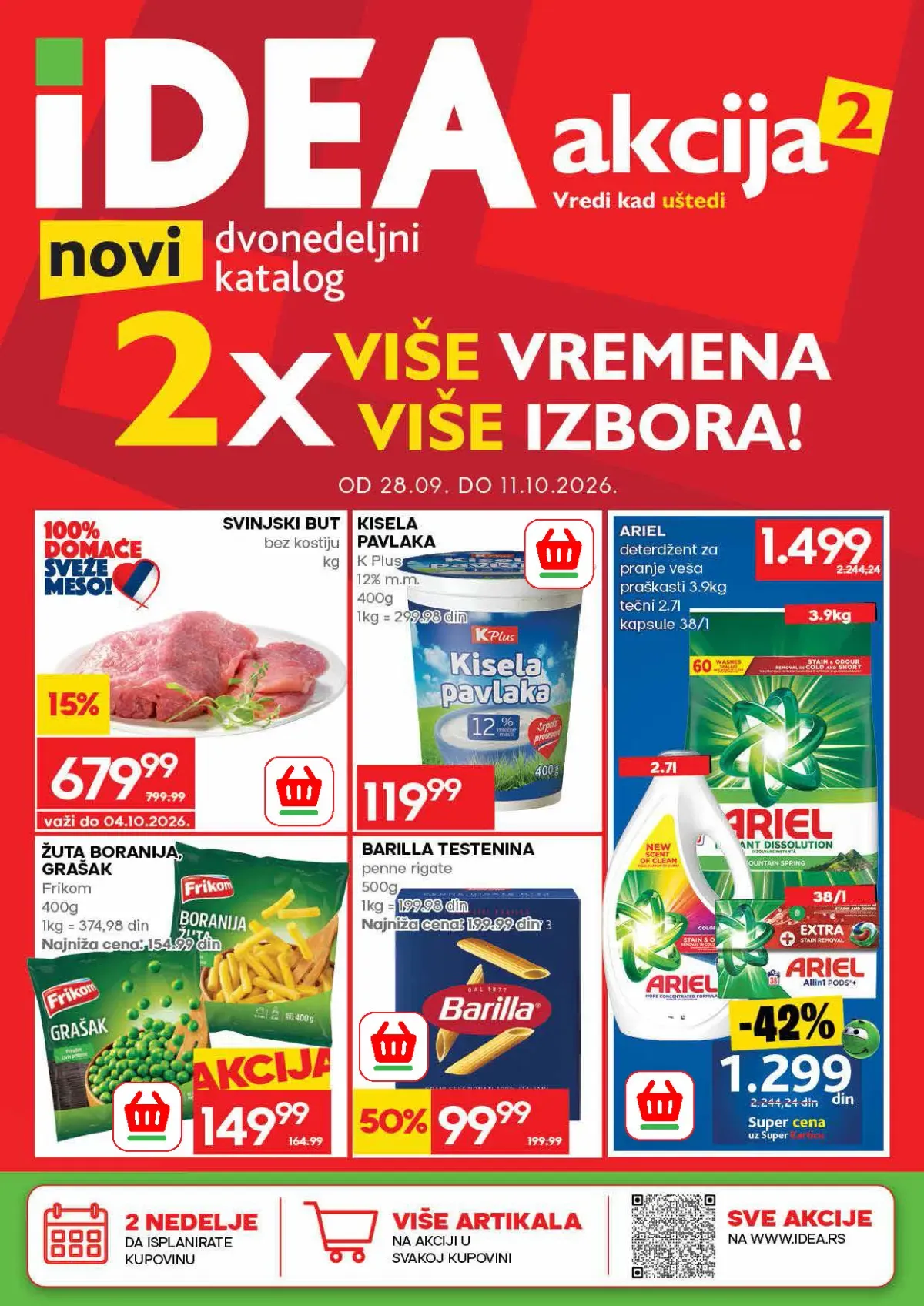 IDEA novi katalog od 28.09. do 11.10.2026. – akcije na hranu, meso, mlečne proizvode, piće i kućnu hemiju