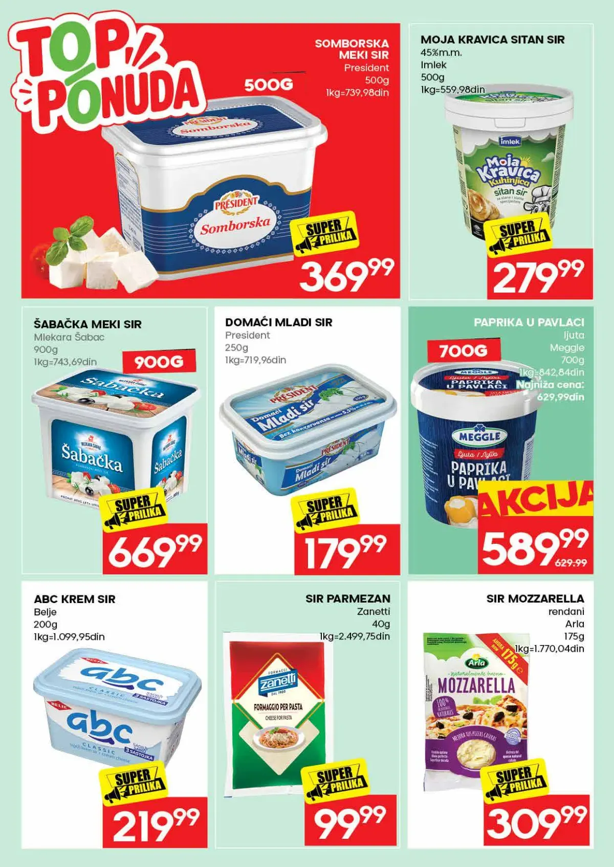 IDEA akcija – sirevi IDEA katalog – beli sirevi i krem sirevi