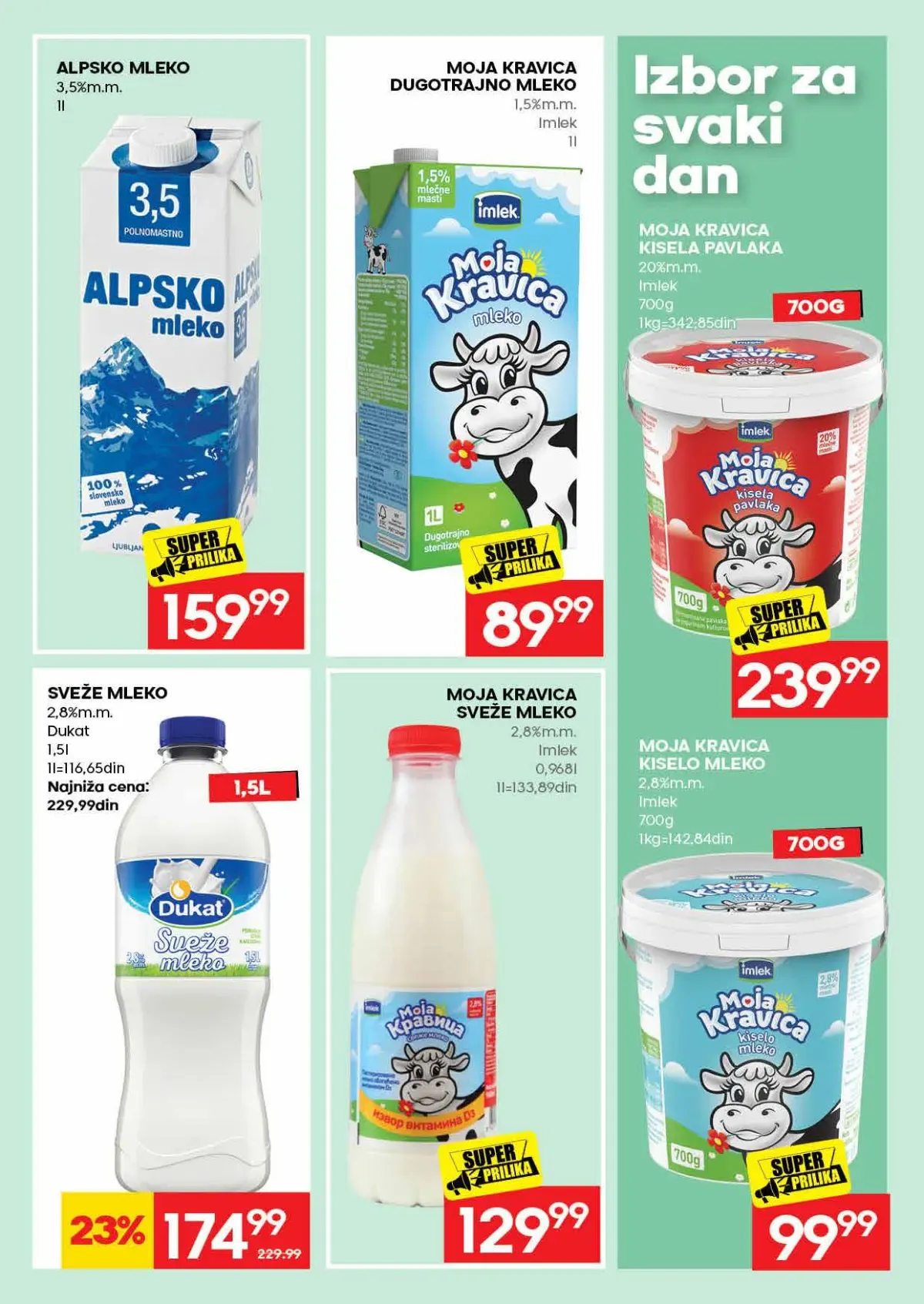 IDEA akcija – mlečni proizvodi IDEA katalog – mleko i kiselo mleko