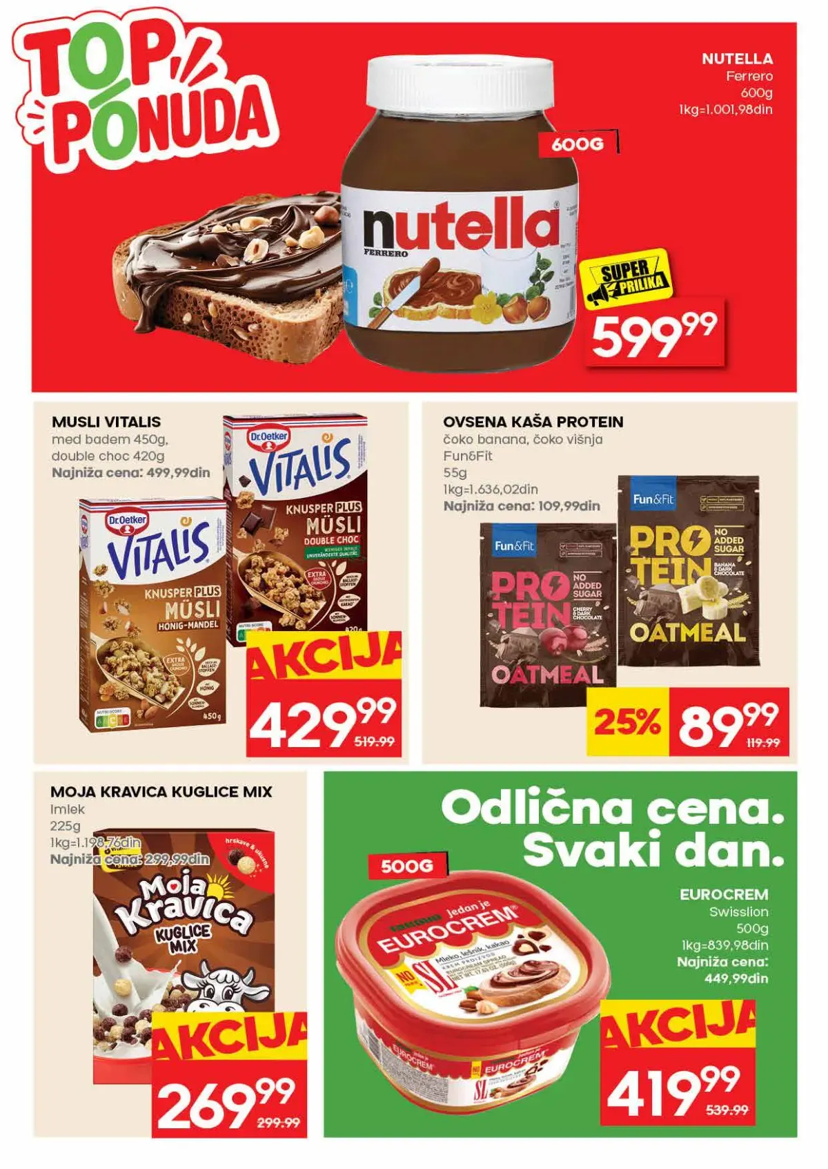 IDEA akcija – namazi i žitarice IDEA katalog – Nutella, musli i ovsene kaše