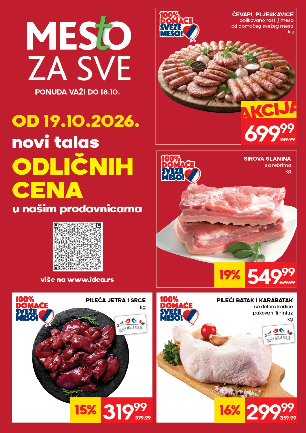 IDEA katalog, stranica 8 – sveži ćevapi i pljeskavice, sirova slanina, pileća jetra i srce, batak i karabatak