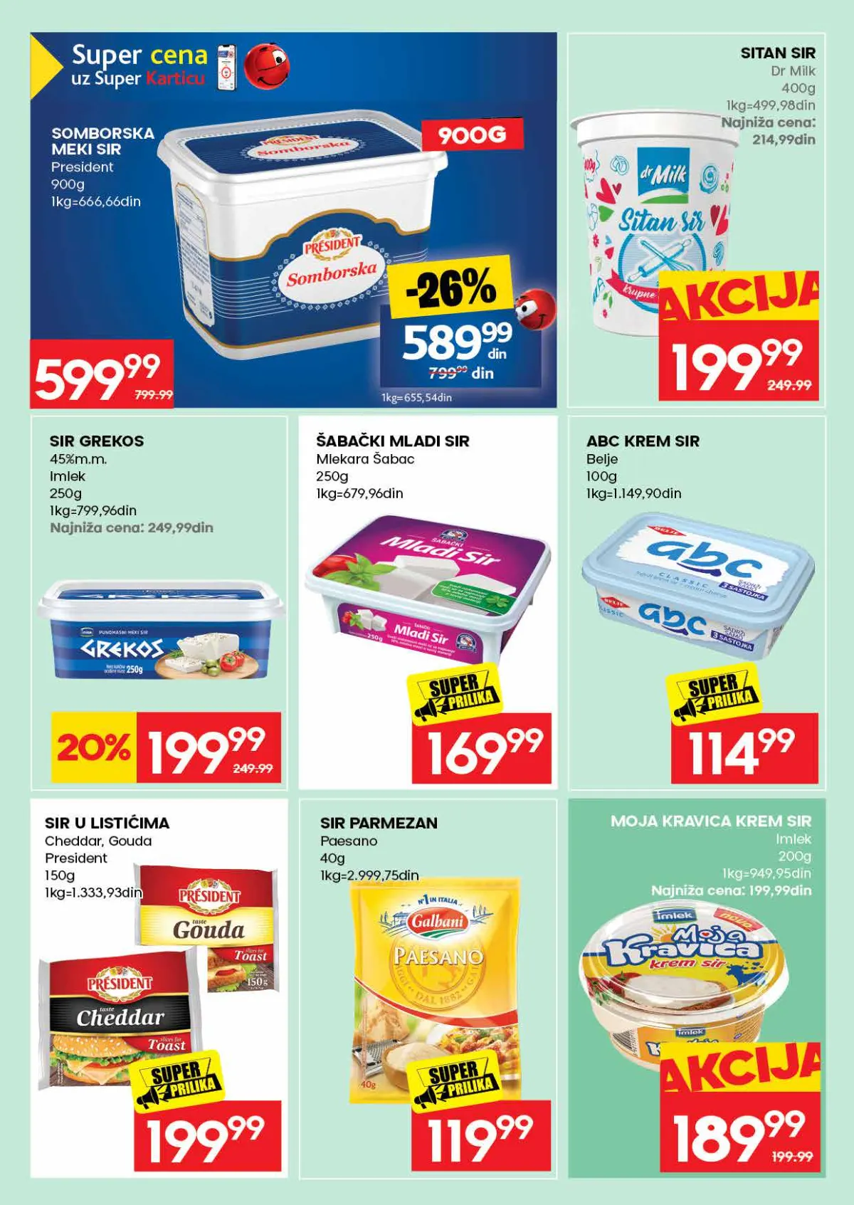 IDEA katalog, stranica 17 – President Somborska, Grekos sir, šabački mladi sir i ABC krem sir