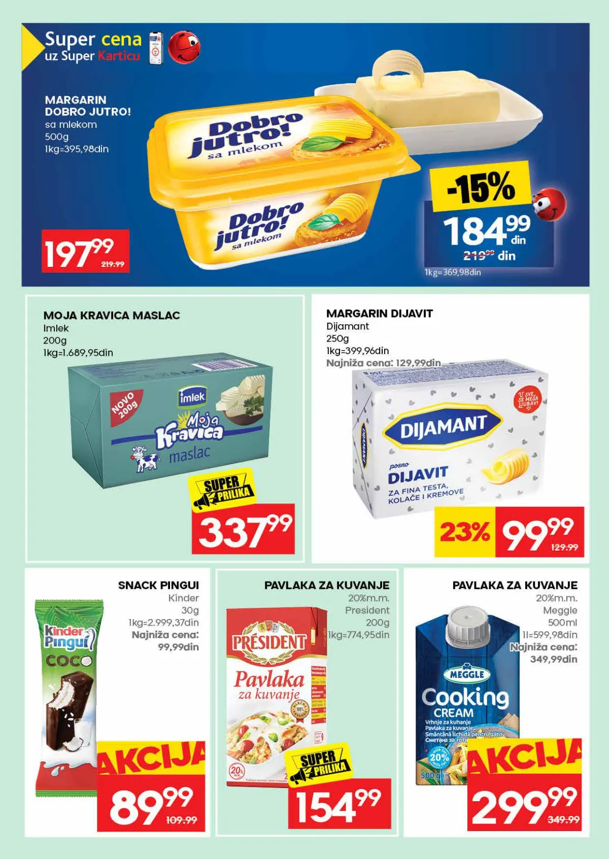 IDEA katalog, stranica 21 – Dobro jutro margarin, Moja Kravica maslac, Dijavit i pavlaka za kuvanje