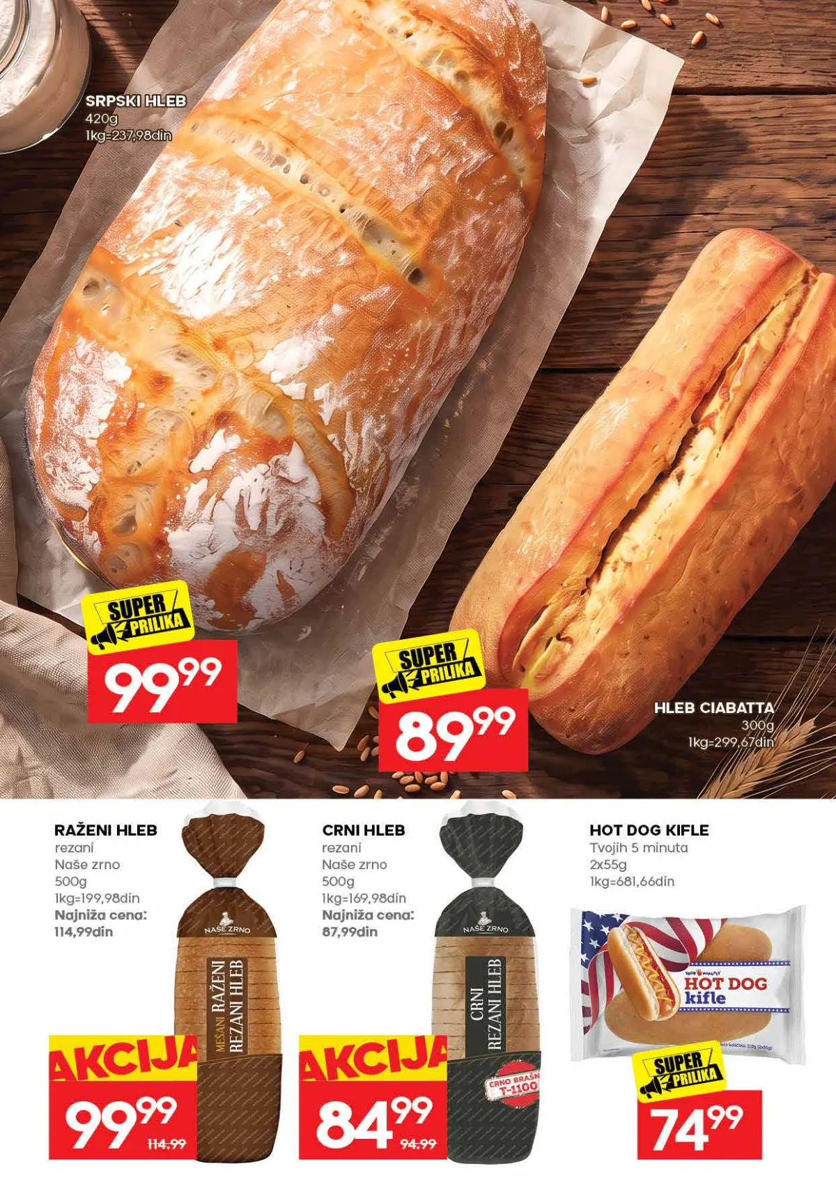 IDEA katalog, stranica 22 – srpski hleb, ciabatta, raženi i crni hleb i hot dog kifle