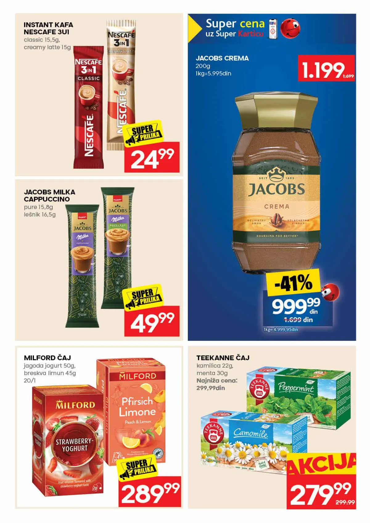 IDEA katalog, stranica 27 – Jacobs Crema, Nescafé 3u1, Jacobs Milka cappuccino i Milford i Teekanne čajevi
