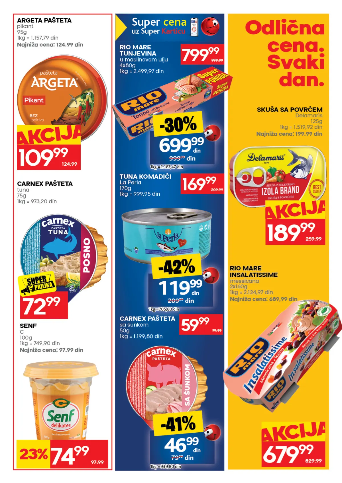 IDEA katalog, stranica 33 – Rio Mare tunjevina, Argeta i Carnex paštete i C senf