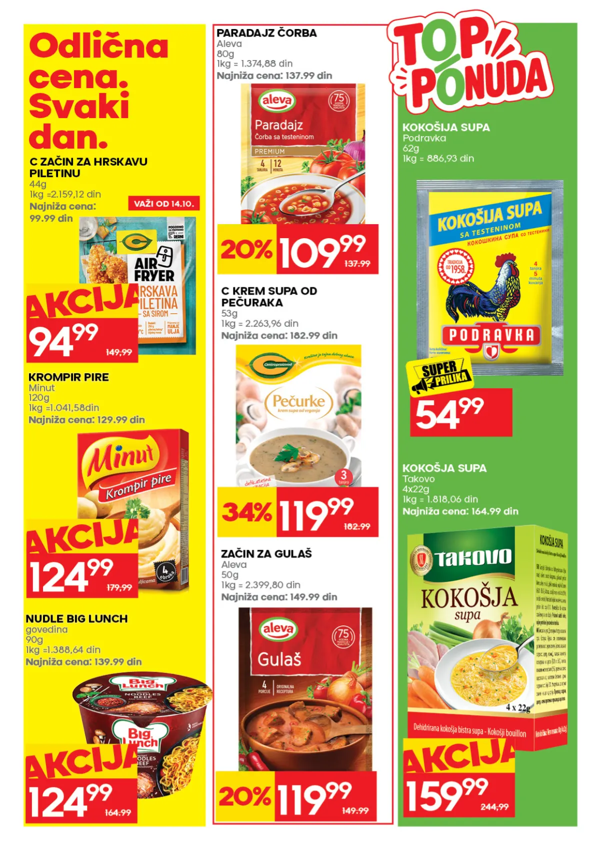 IDEA katalog, stranica 35 – C i Podravka supe, krompir pire, nudle i začini za pripremu jela