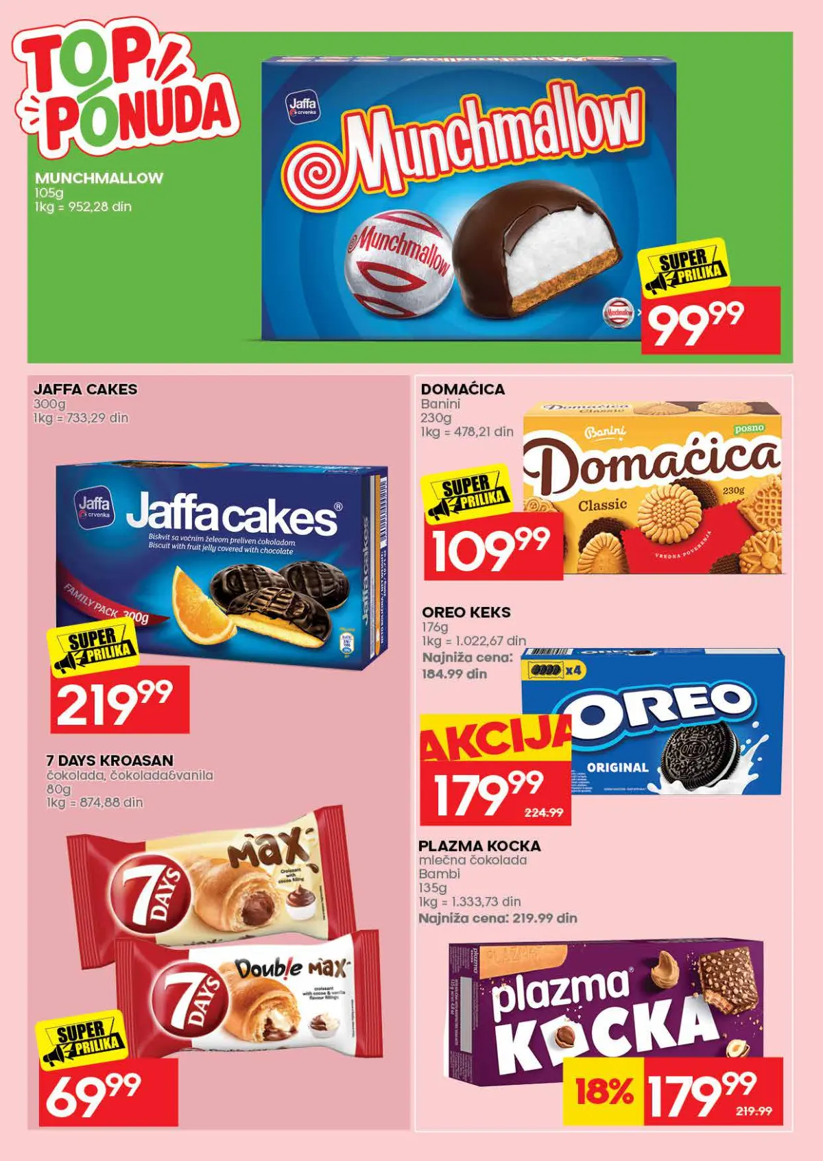 IDEA katalog, stranica 42 – Munchmallow, Jaffa Cakes, Domaćica, Oreo, Plazma Kocka i 7 Days