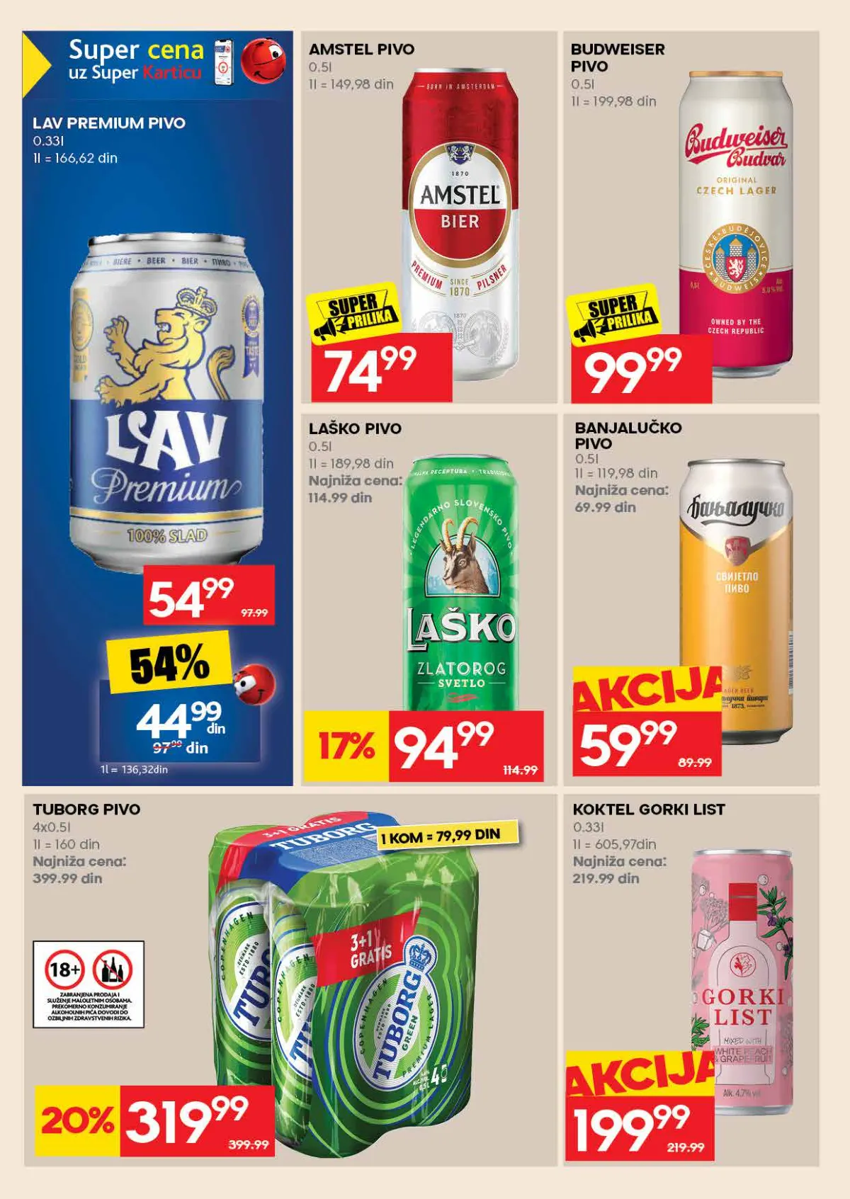 IDEA katalog, stranica 48 – Lav Premium, Amstel, Budweiser, Laško, Banjalučko i Tuborg pivo