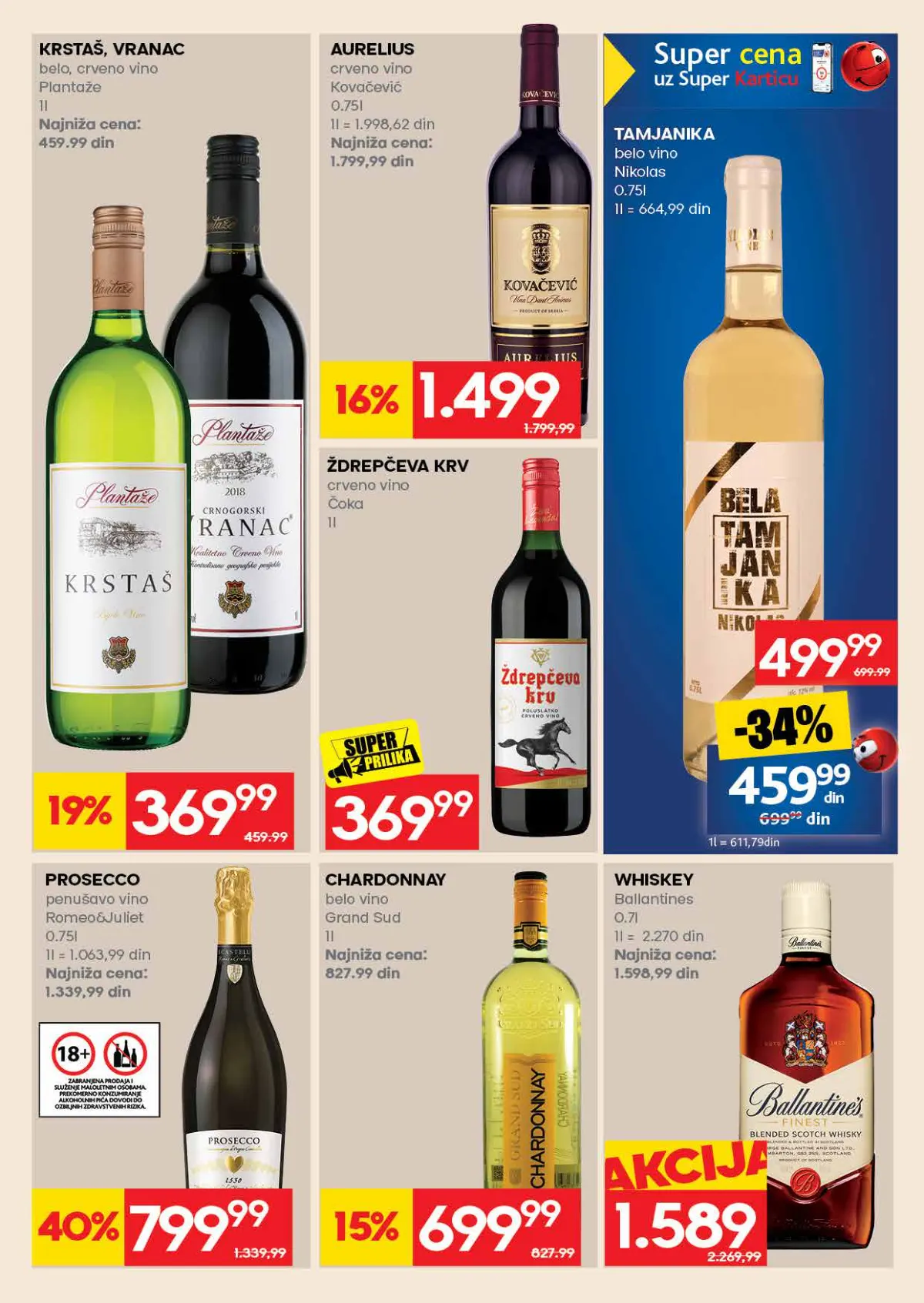 IDEA katalog, stranica 49 – Krstaš, Vranac, Aurelius, Ždrepčeva krv, Tamjanika, Prosecco i Ballantine’s