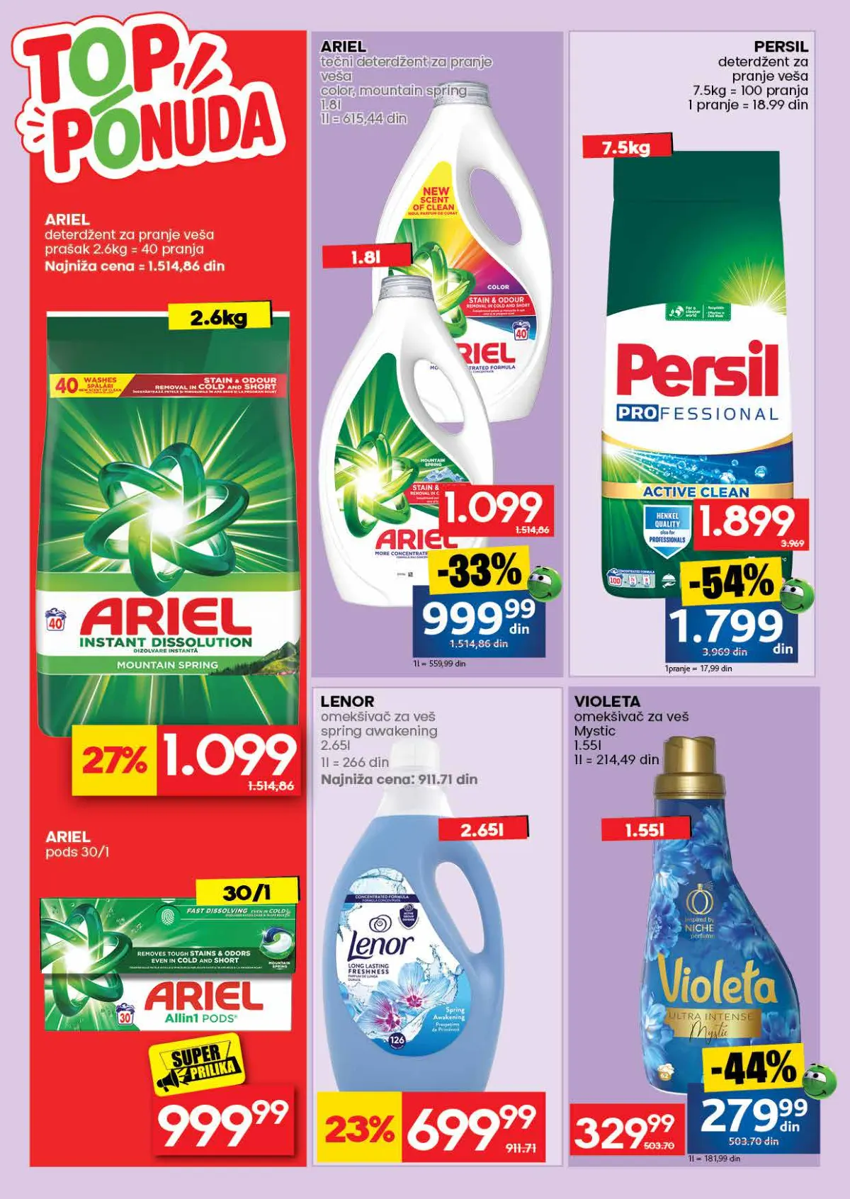 IDEA katalog, stranica 52 – Ariel i Persil deterdženti za veš i Lenor i Violeta omekšivači
